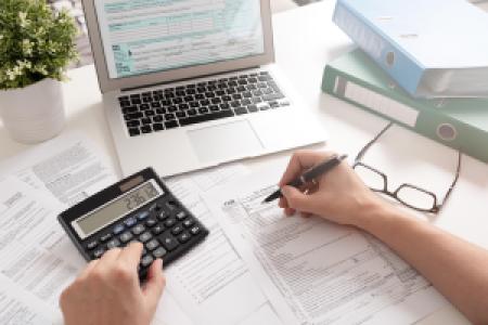 Tax filing using a calculator and computer