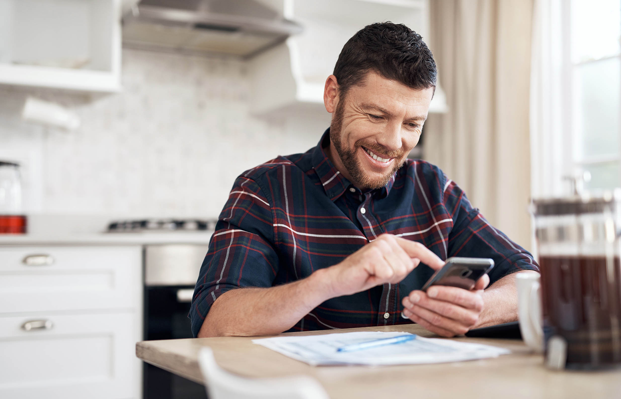 Man seeing good news while doing tax planning