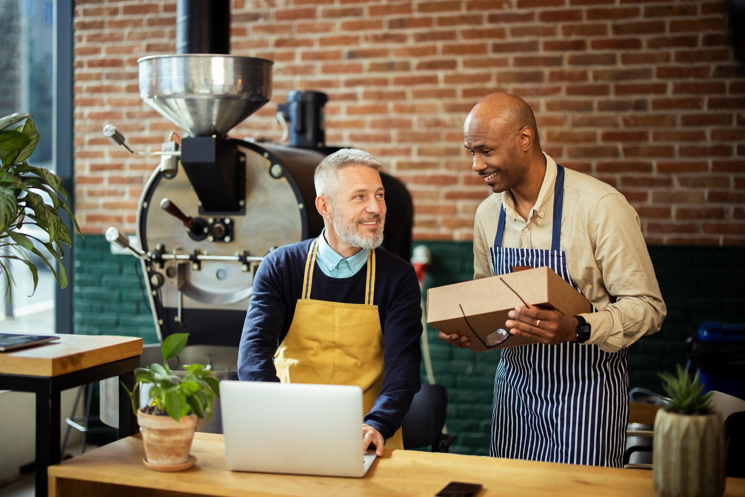 Small business coffee shop setting