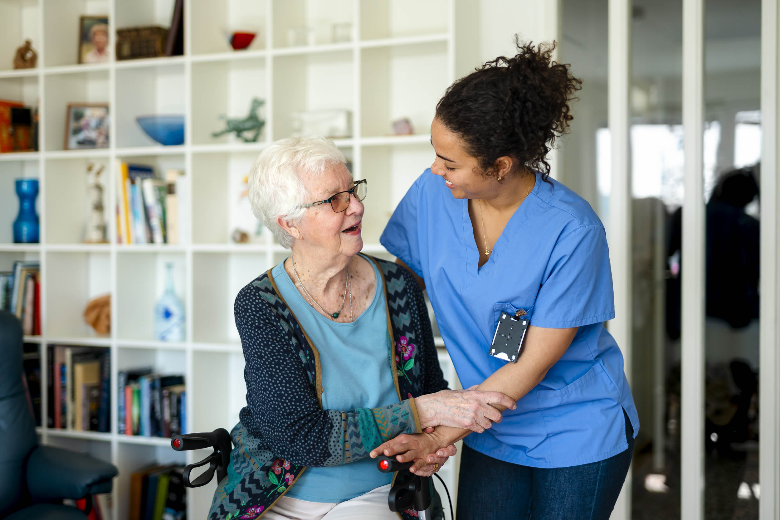 Elder and caregiver at home