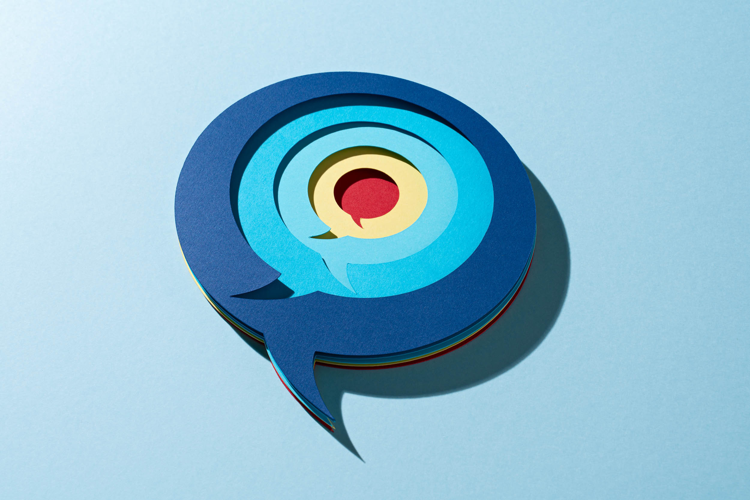 colorful multi-layered chat bubbles