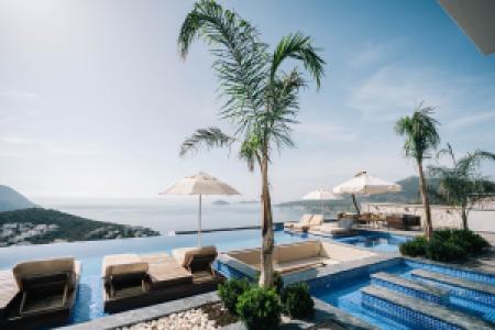 a luxurious summertime poolside retreat