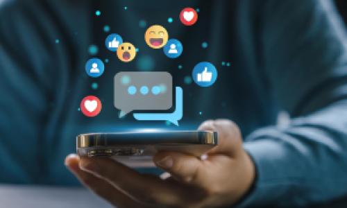 virtual social media icons on a phone