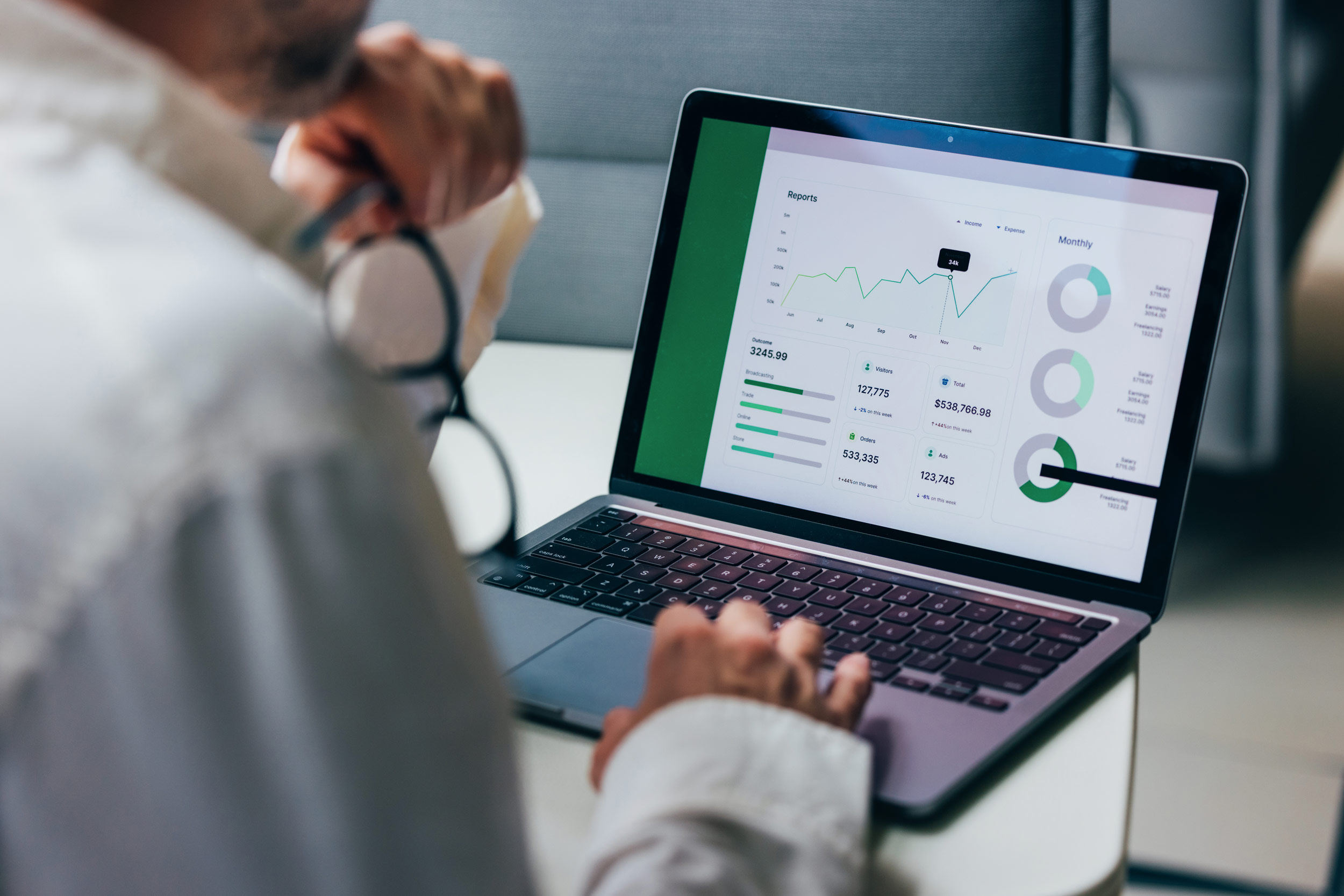 Professional analyzing health insurance tax data