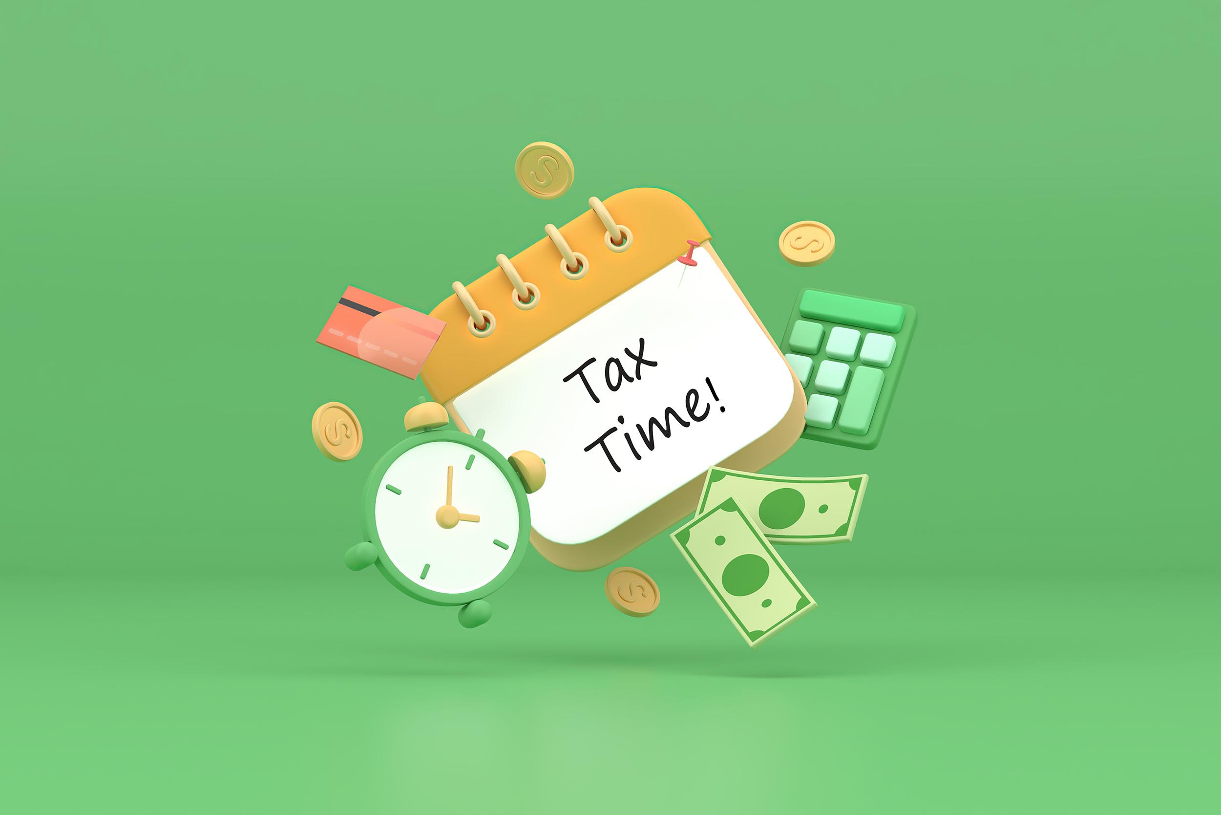 3D illustration of tax day reminder concept