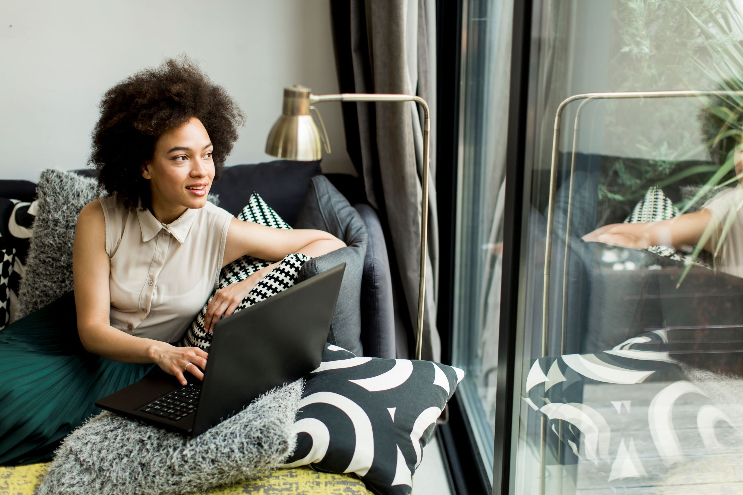 a businessperson looking out the window