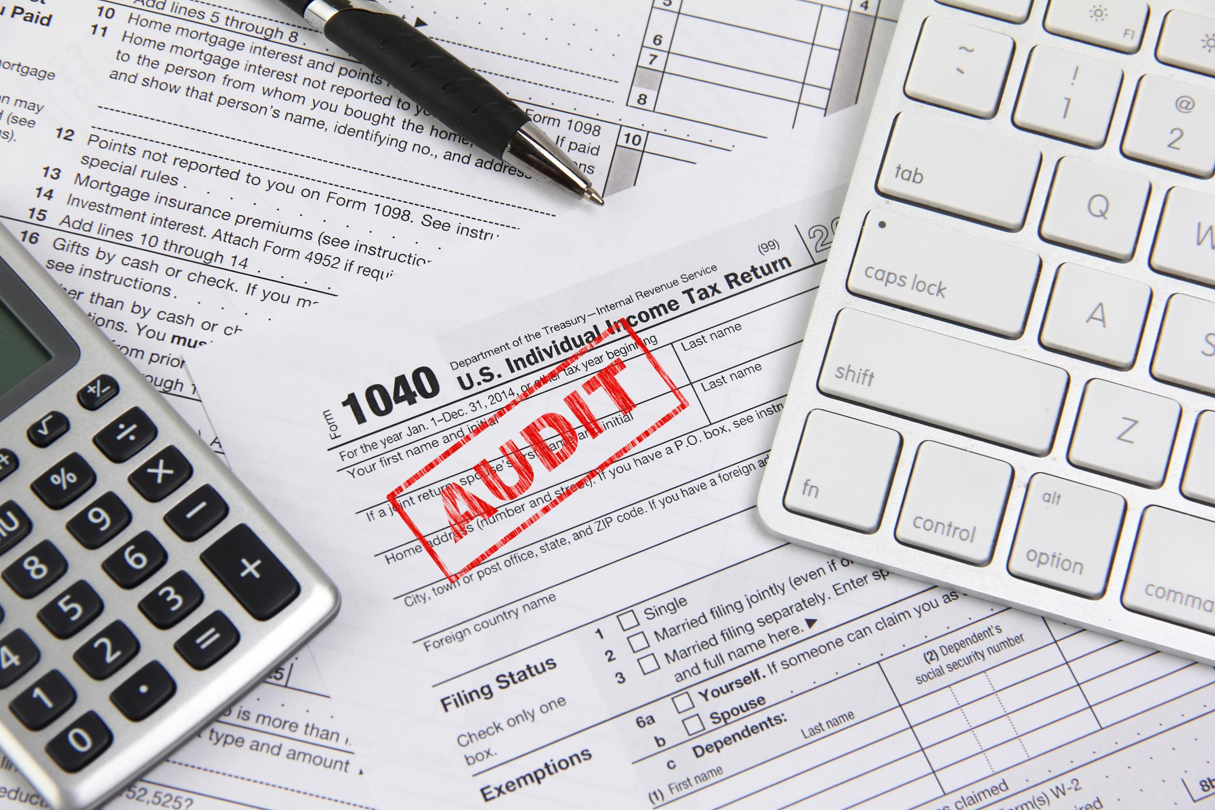audit stamp on a 1040 tax form