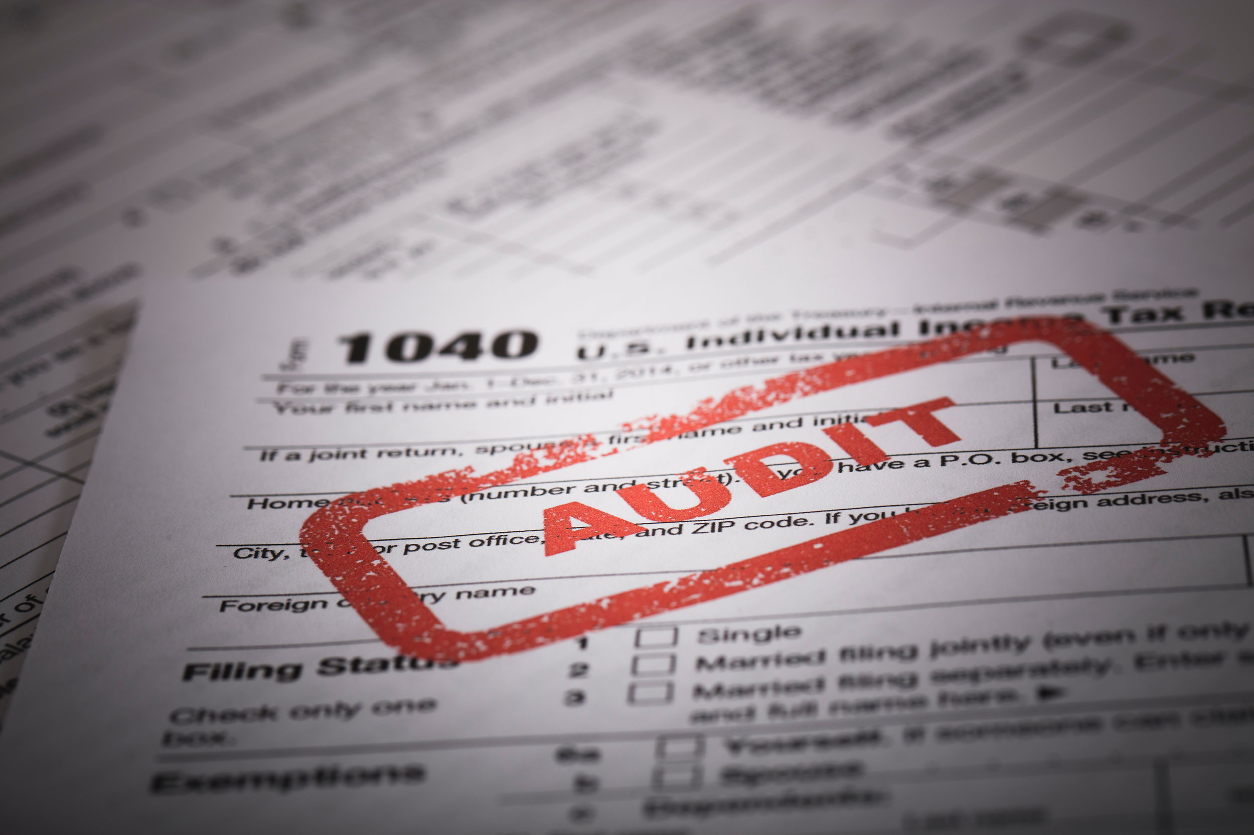audit stamp in a 1040 tax form