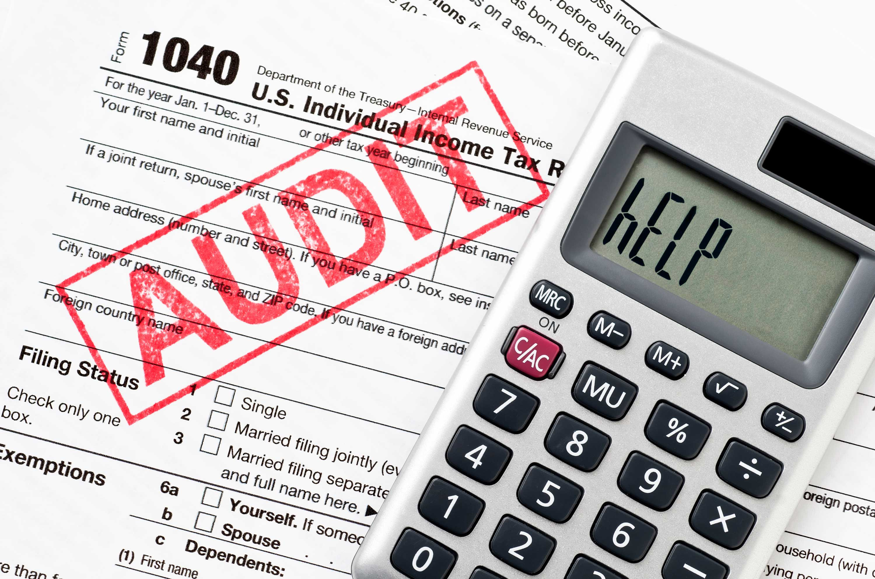 calculator on the audited 1040 Tax Form