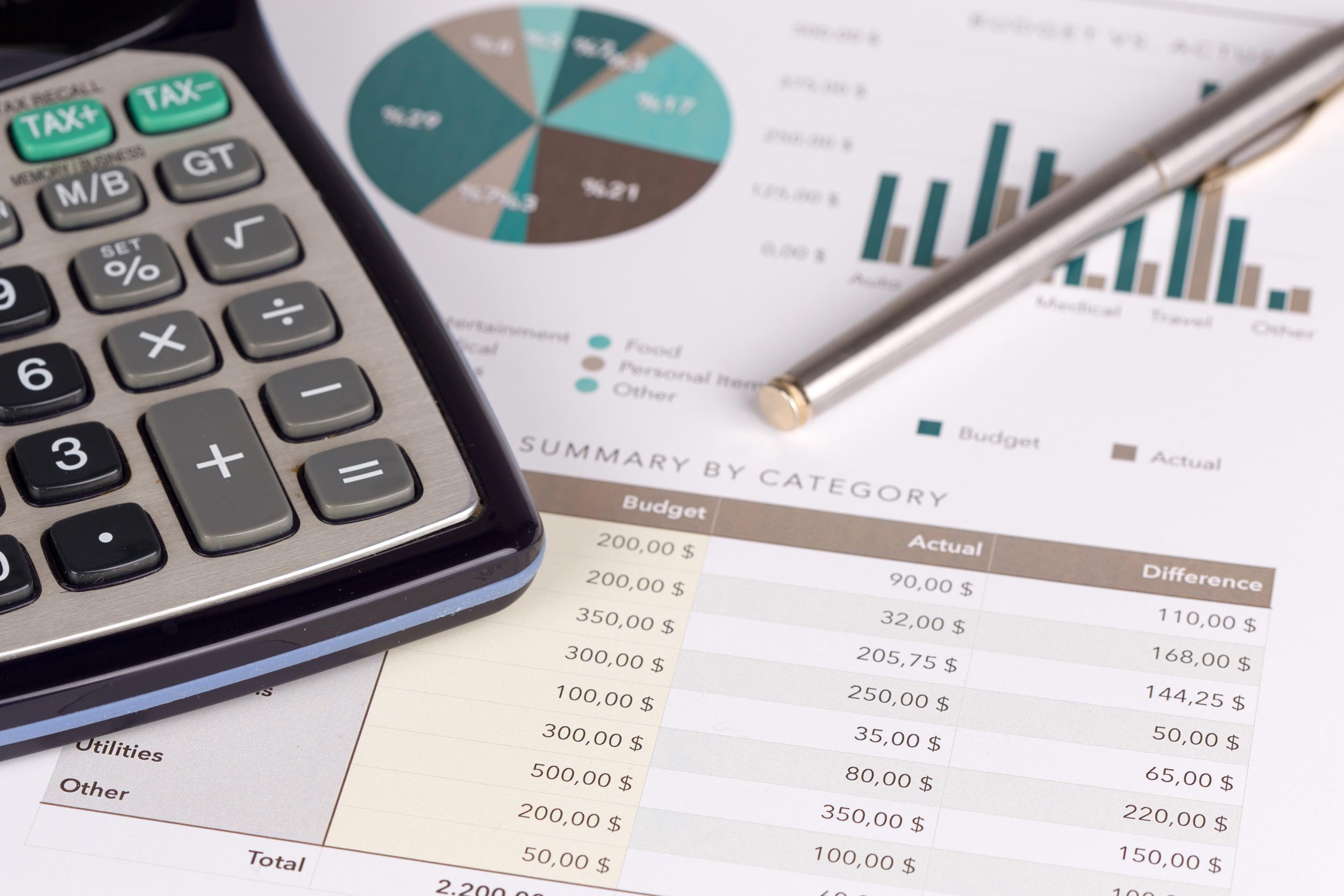 financial statement calculating using calculator