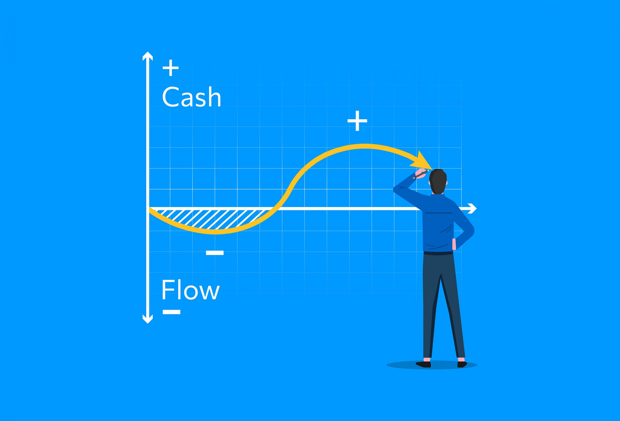 cash indicates in the upper side of graph and flow indicates in the lower side of graph