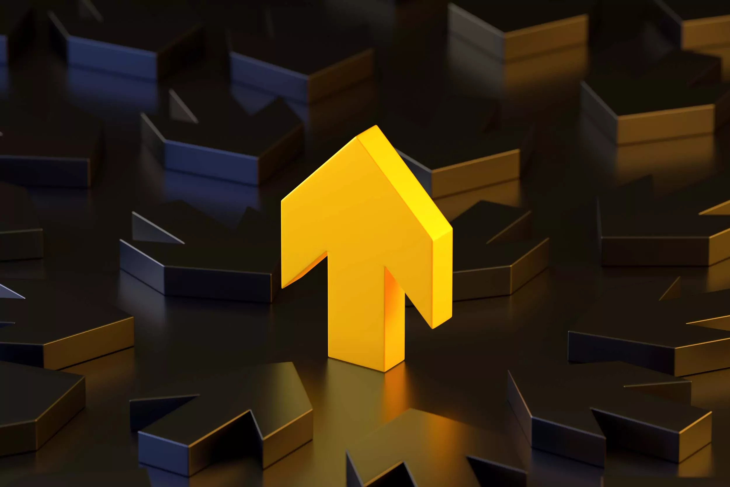 yellow color graphical up arrow