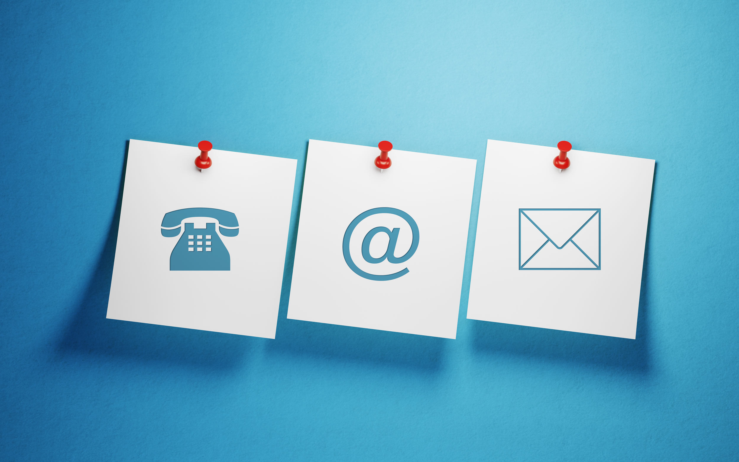 phone and email contacts in the blue background