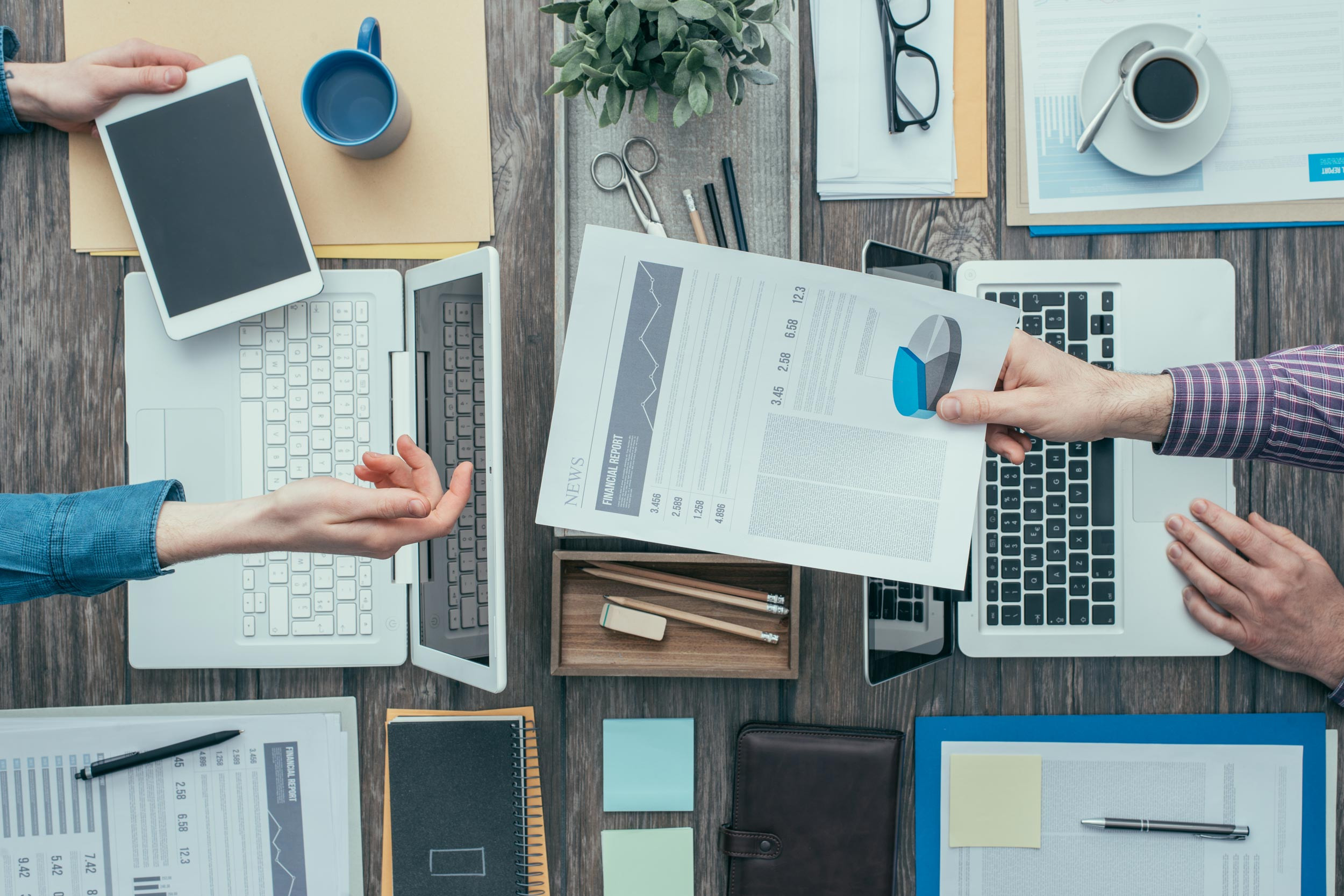 working desktop aerial view background