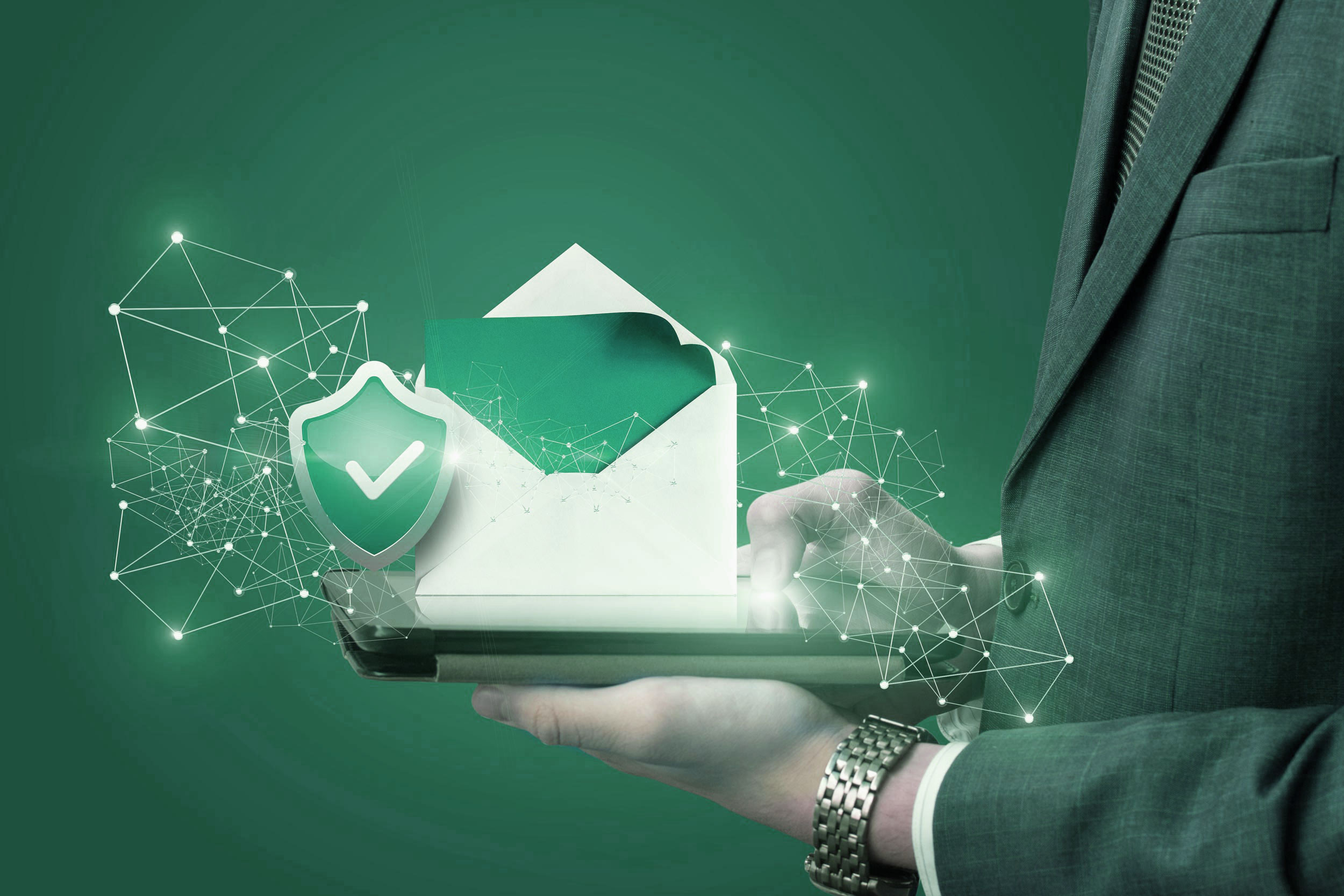 email security protection with green background