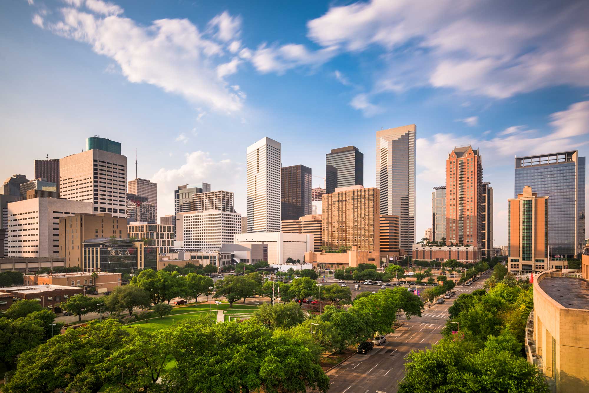 Skyline of a major city representing state tax nexus