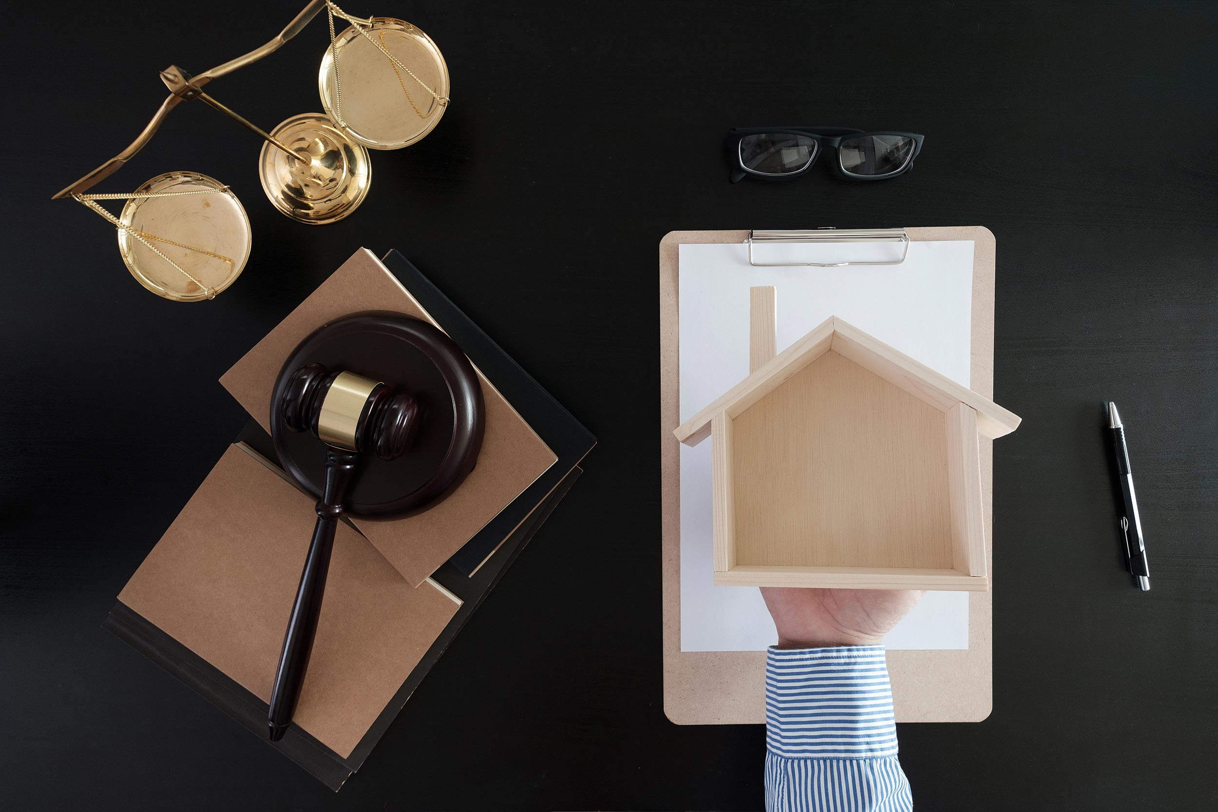 clipart, blank paper, hummer and notary wooden house