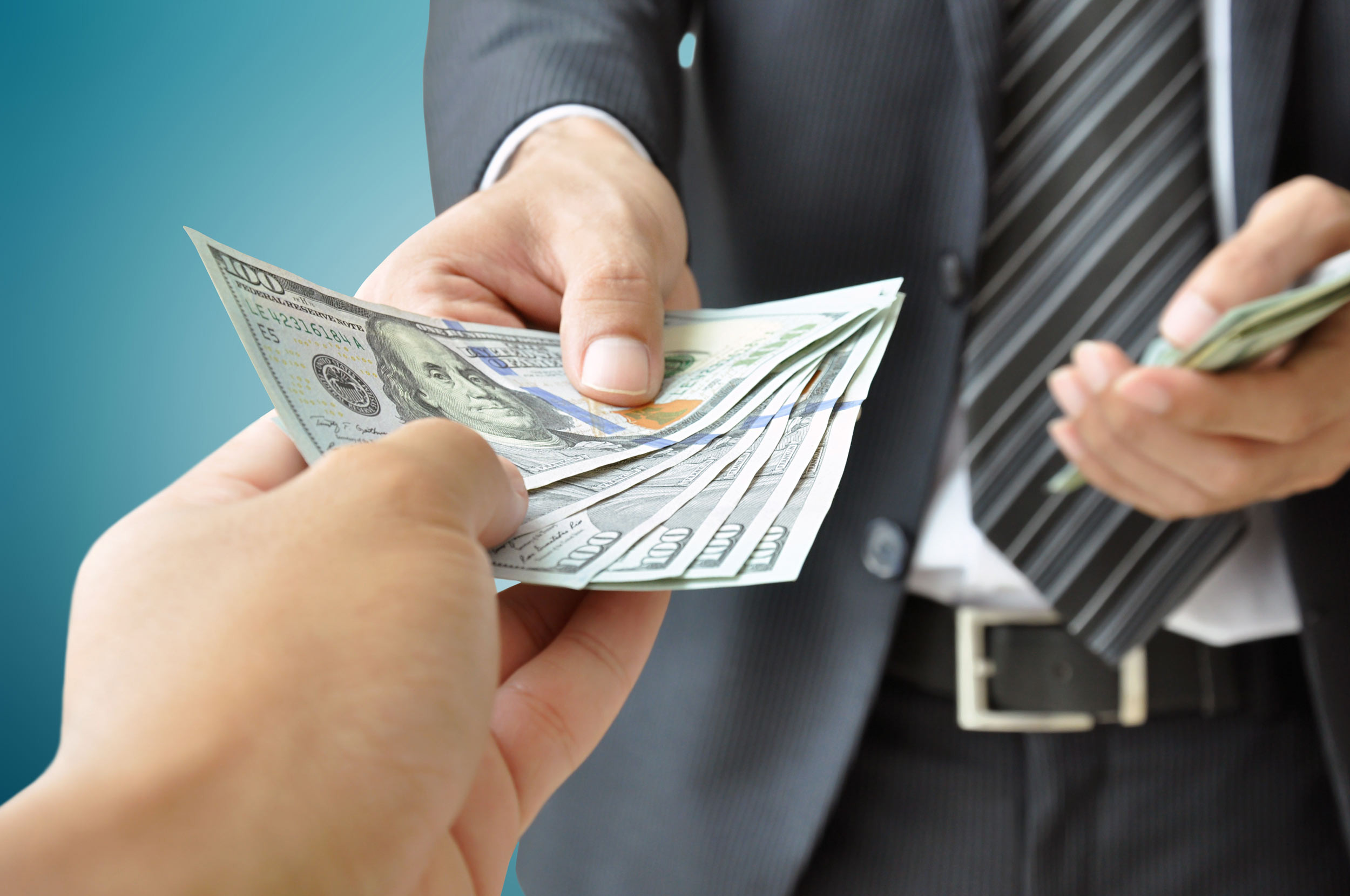 paying with cash to person