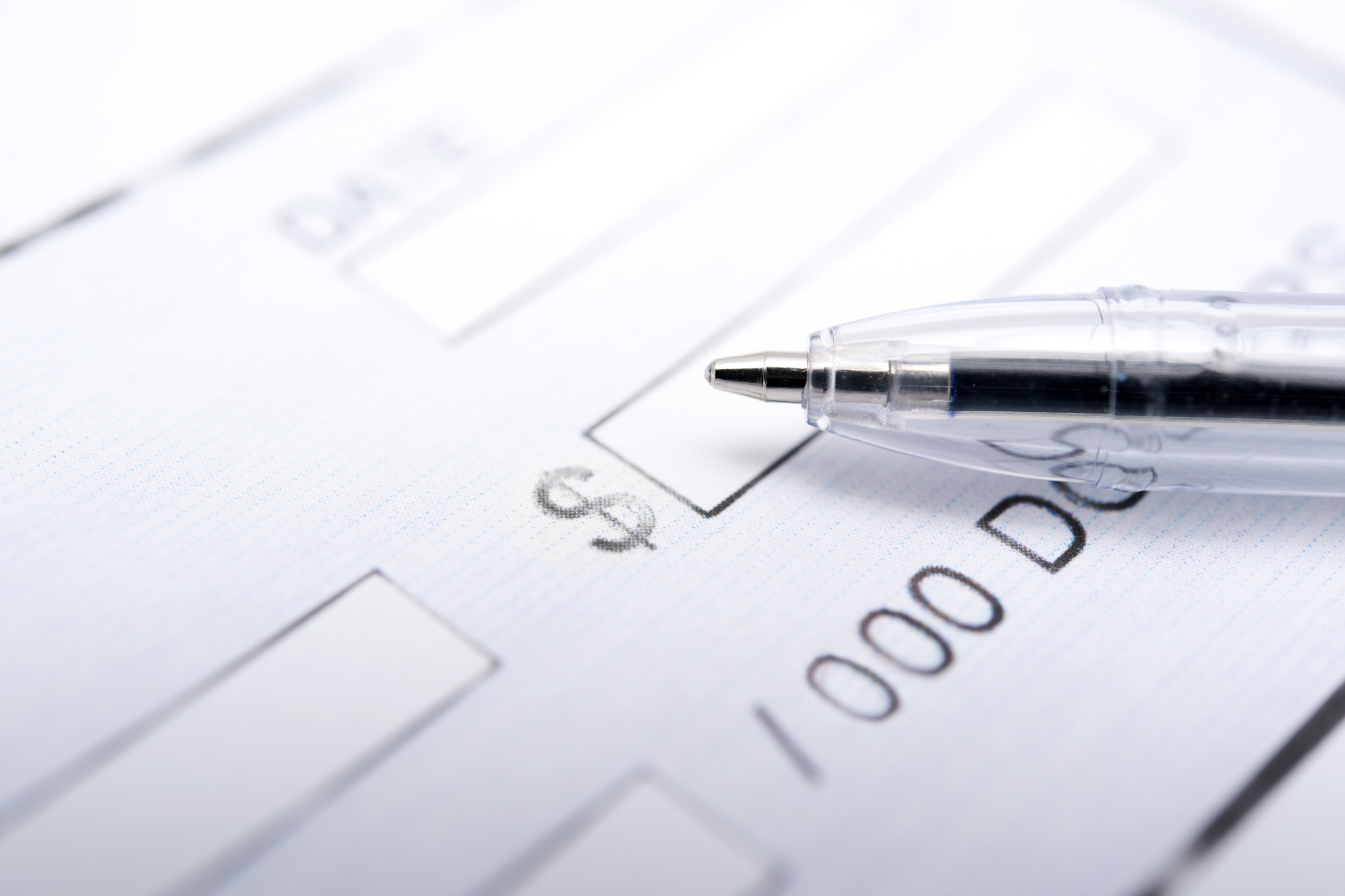 paycheck for pen with empty check