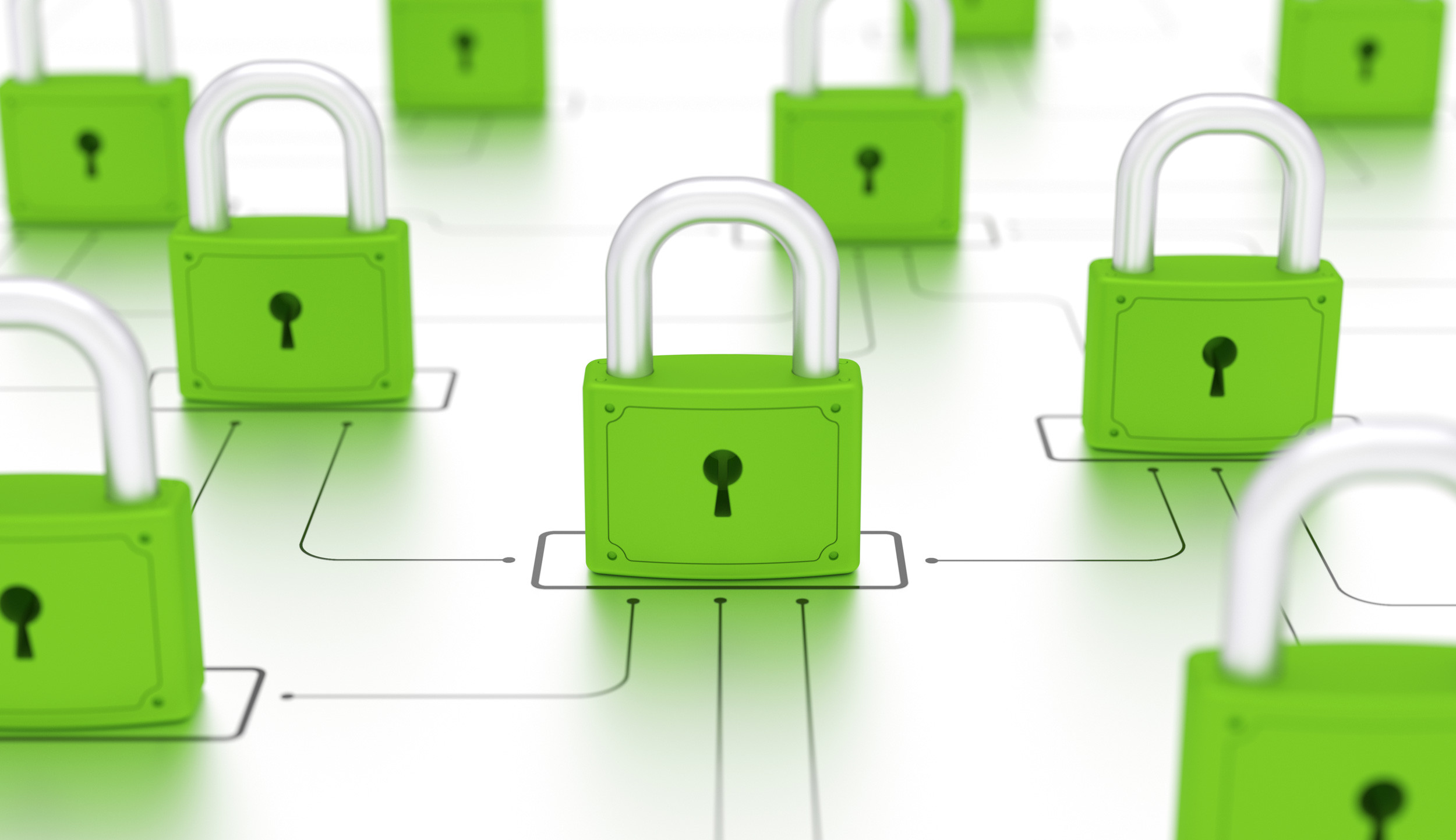 blockchain for padlocks network security system concept