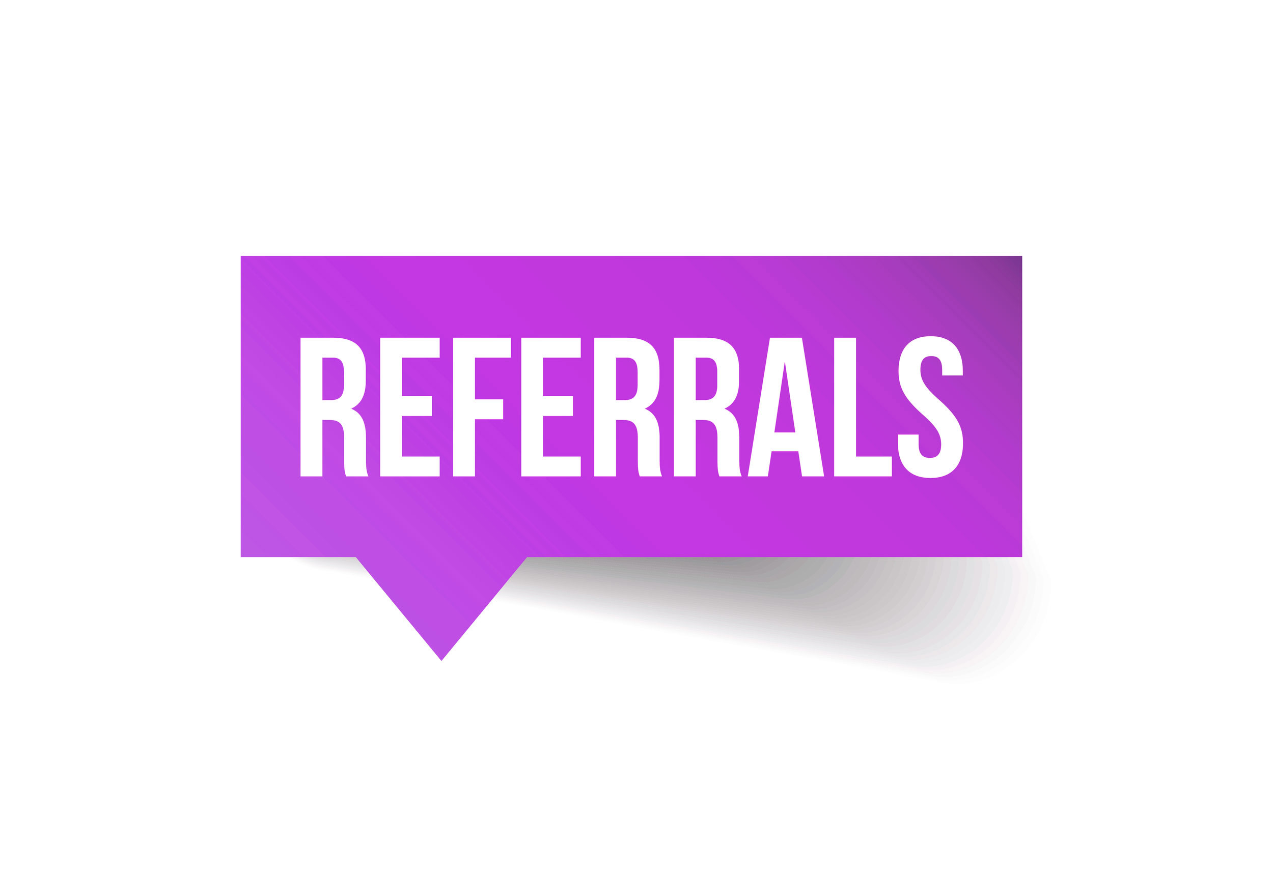 violet color referrals logo with white background