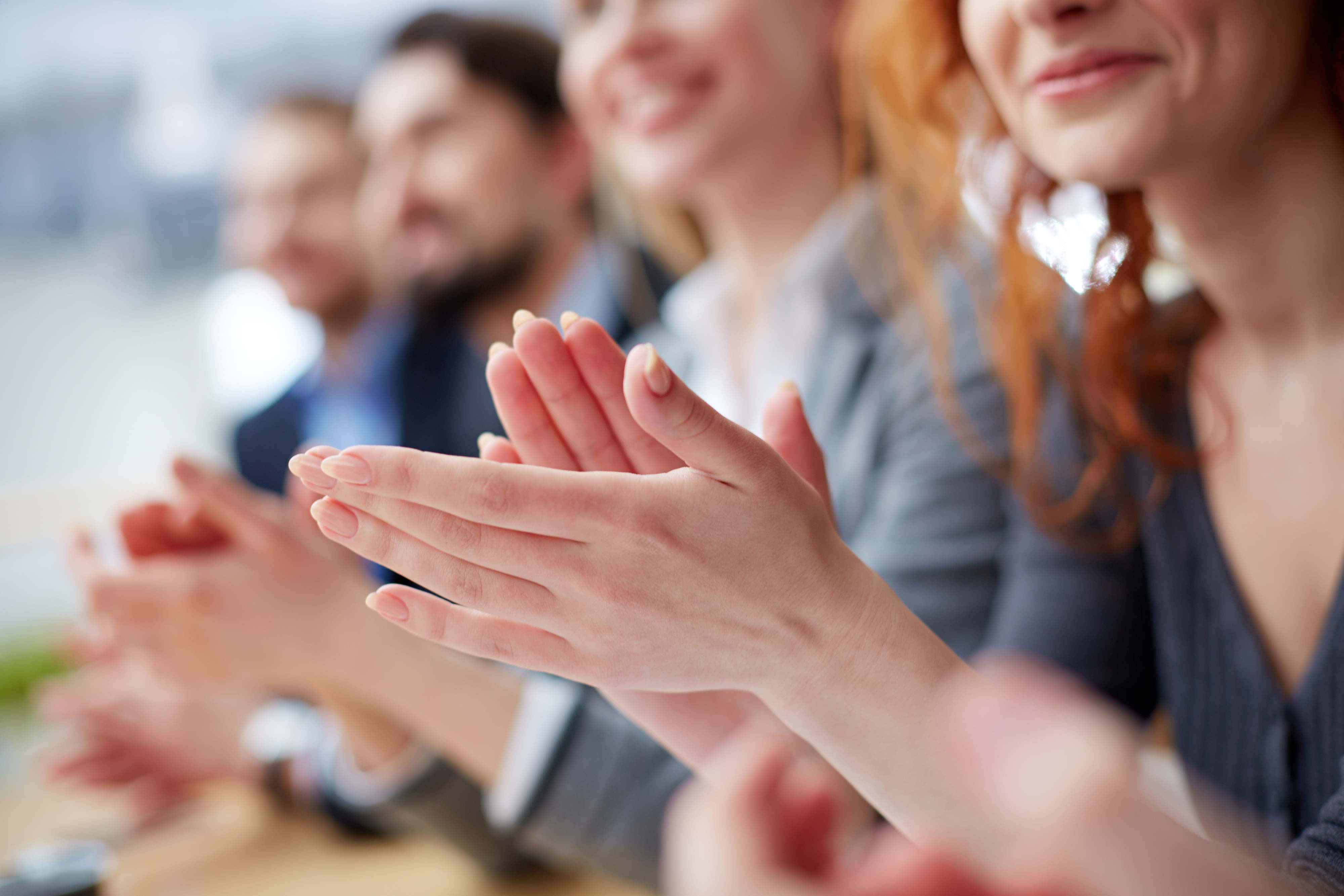 business people hands applauding at conference