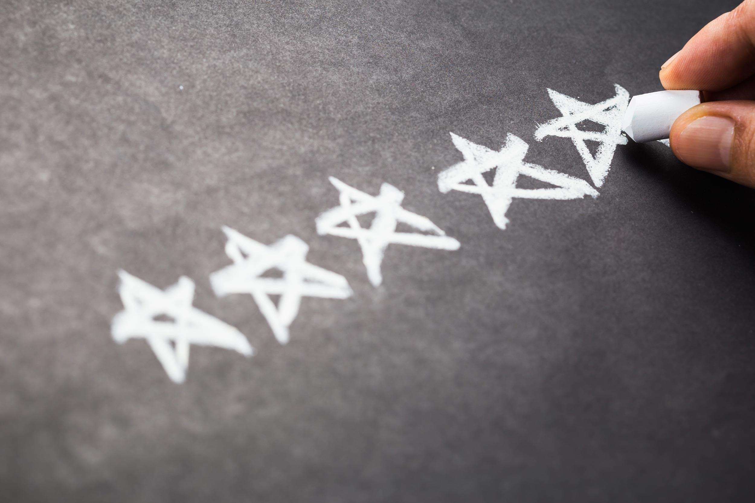 five-star review rating black board