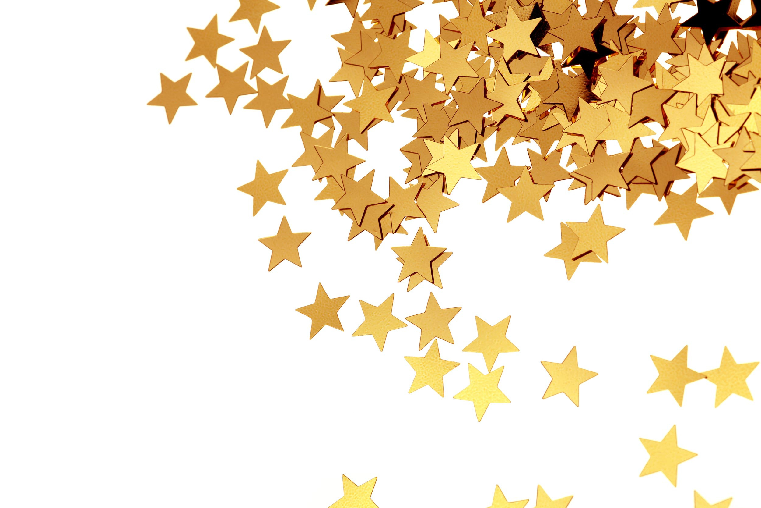 stars glitter golden with white background