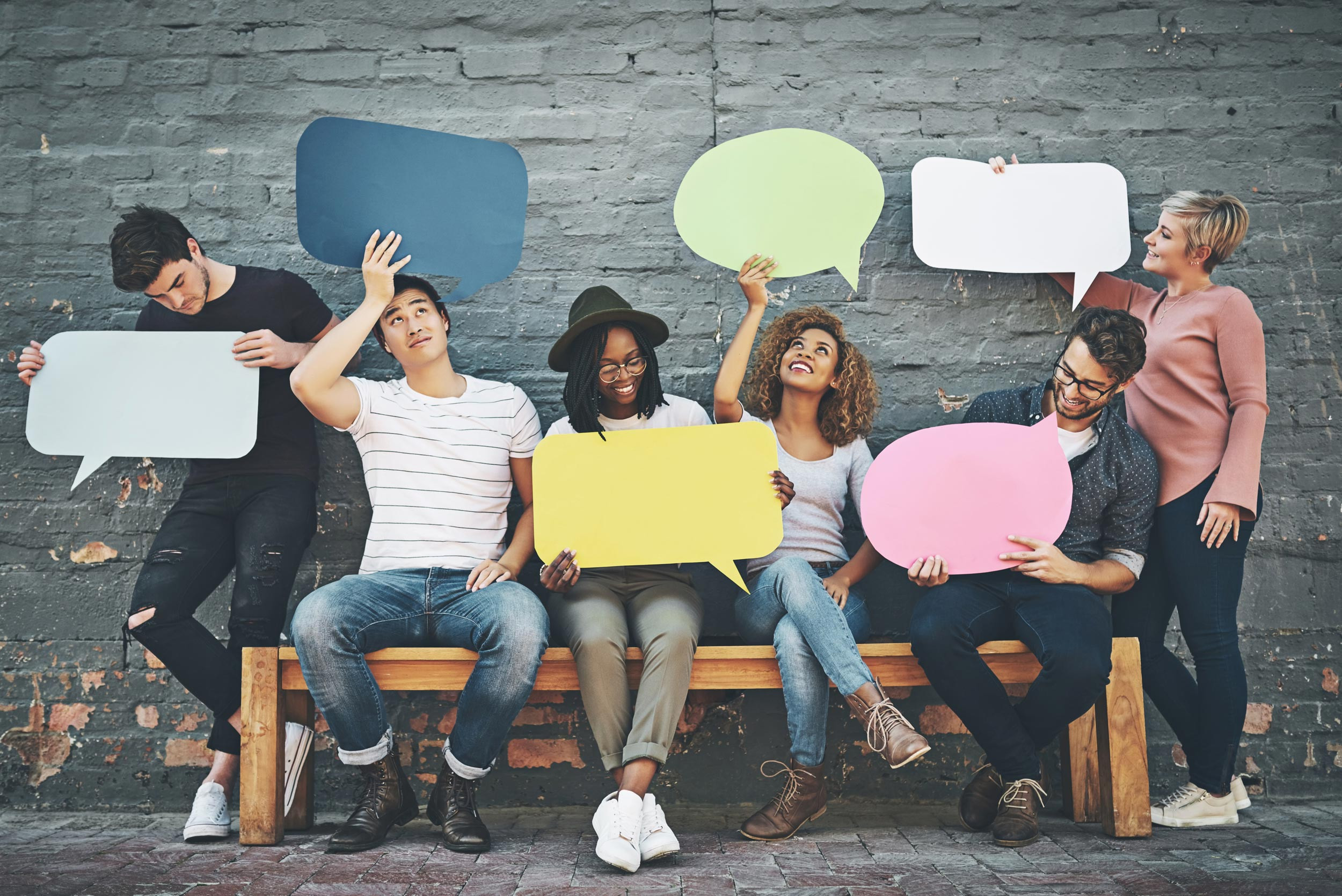 people connected referral speech bubbles