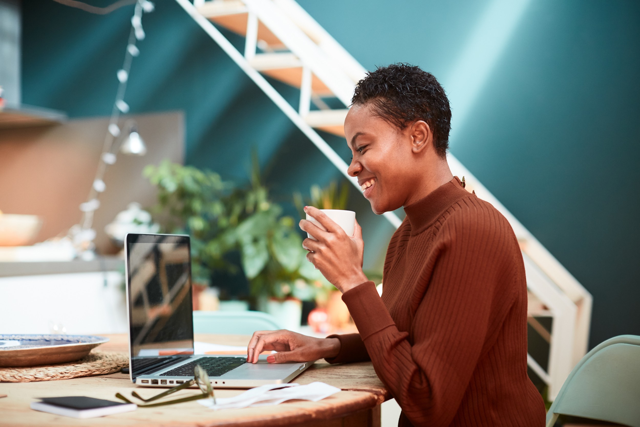Woman working on a computer