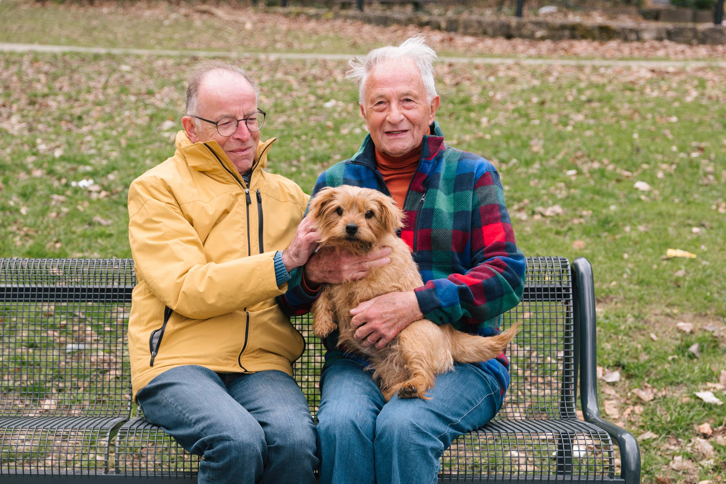 Couple enjoying retirement with their dog