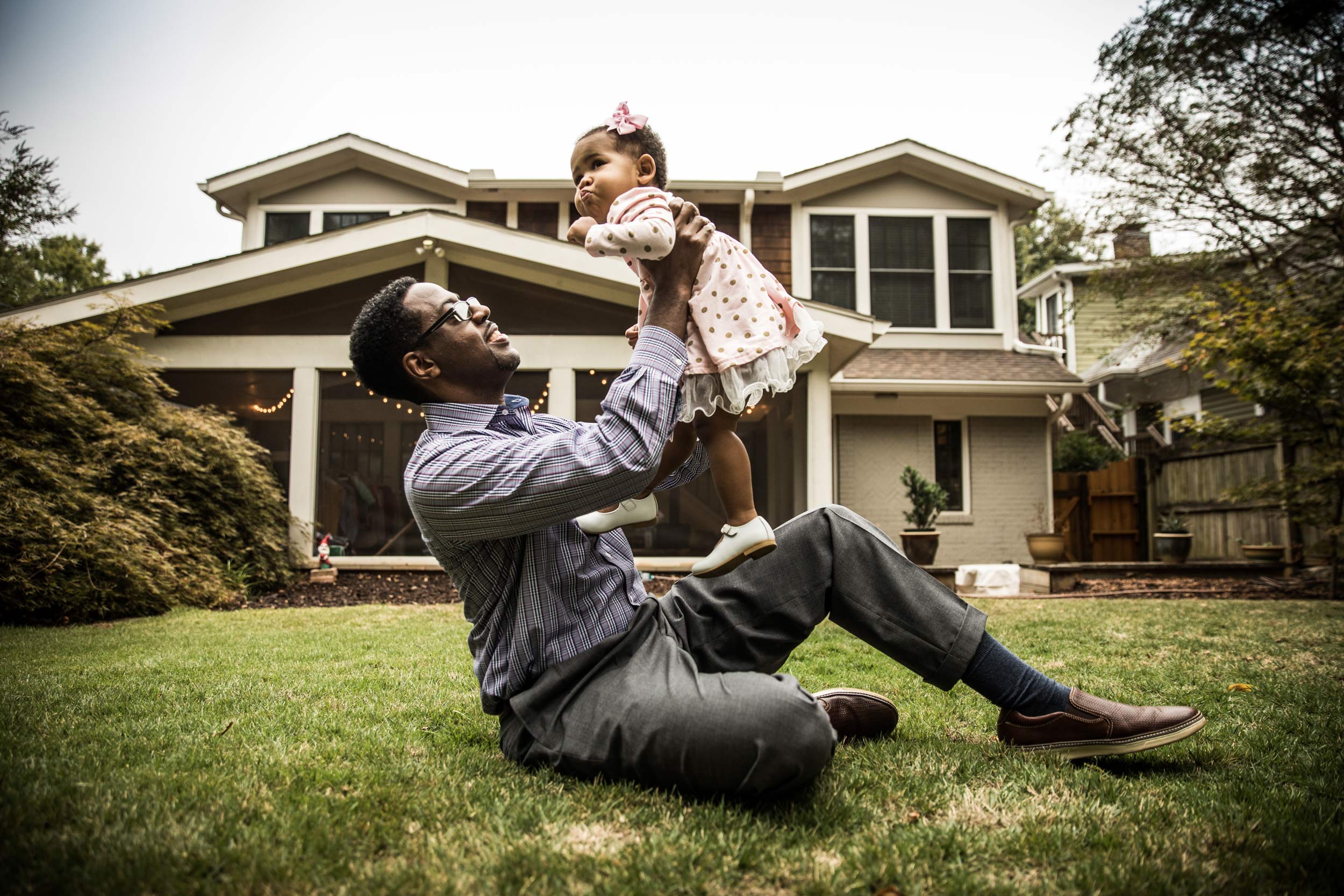 Father and daughter reviewing finances