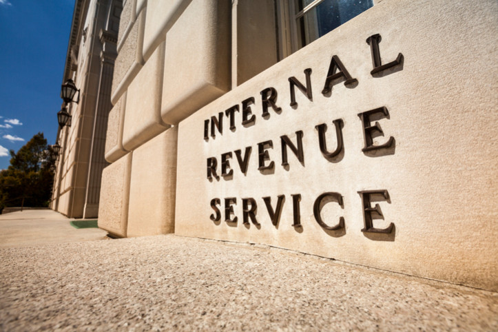 internal revenue service on building background