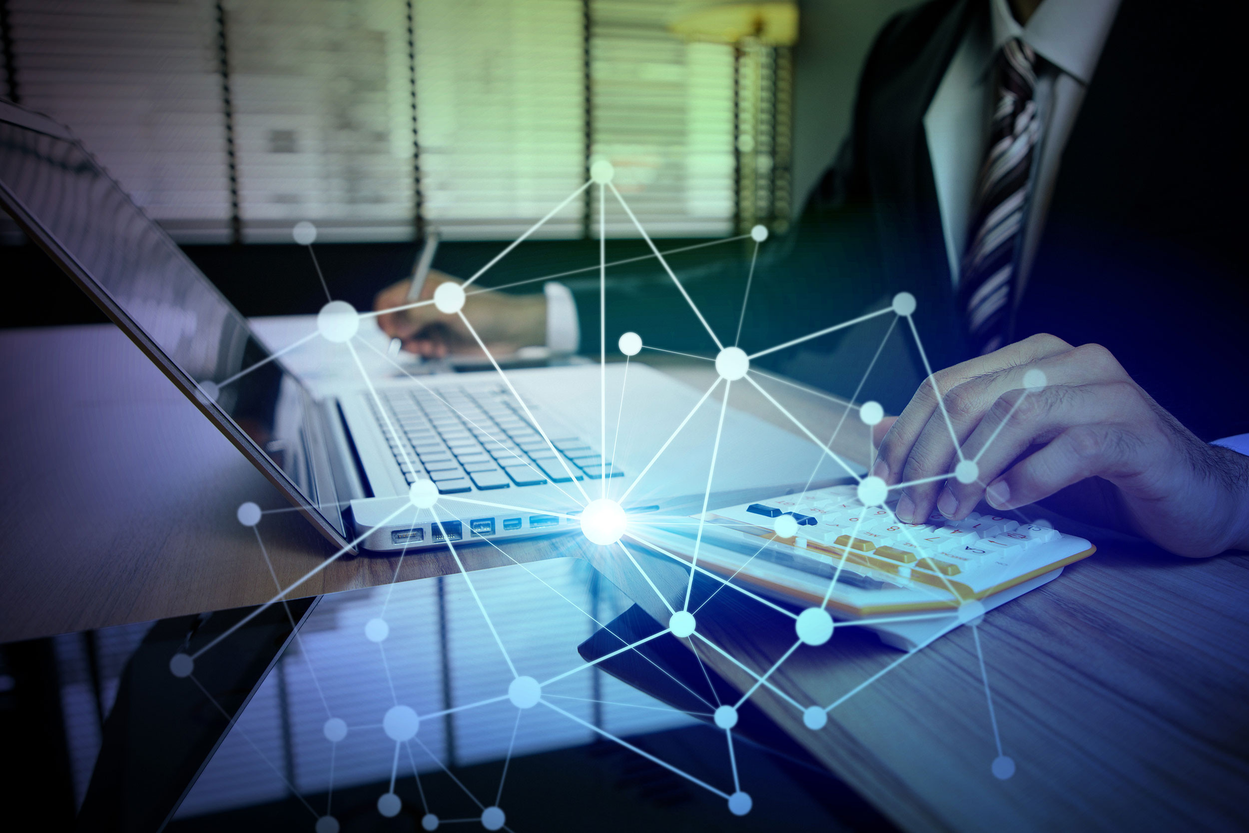 virtual accounting using calculating and work with computer and notebook