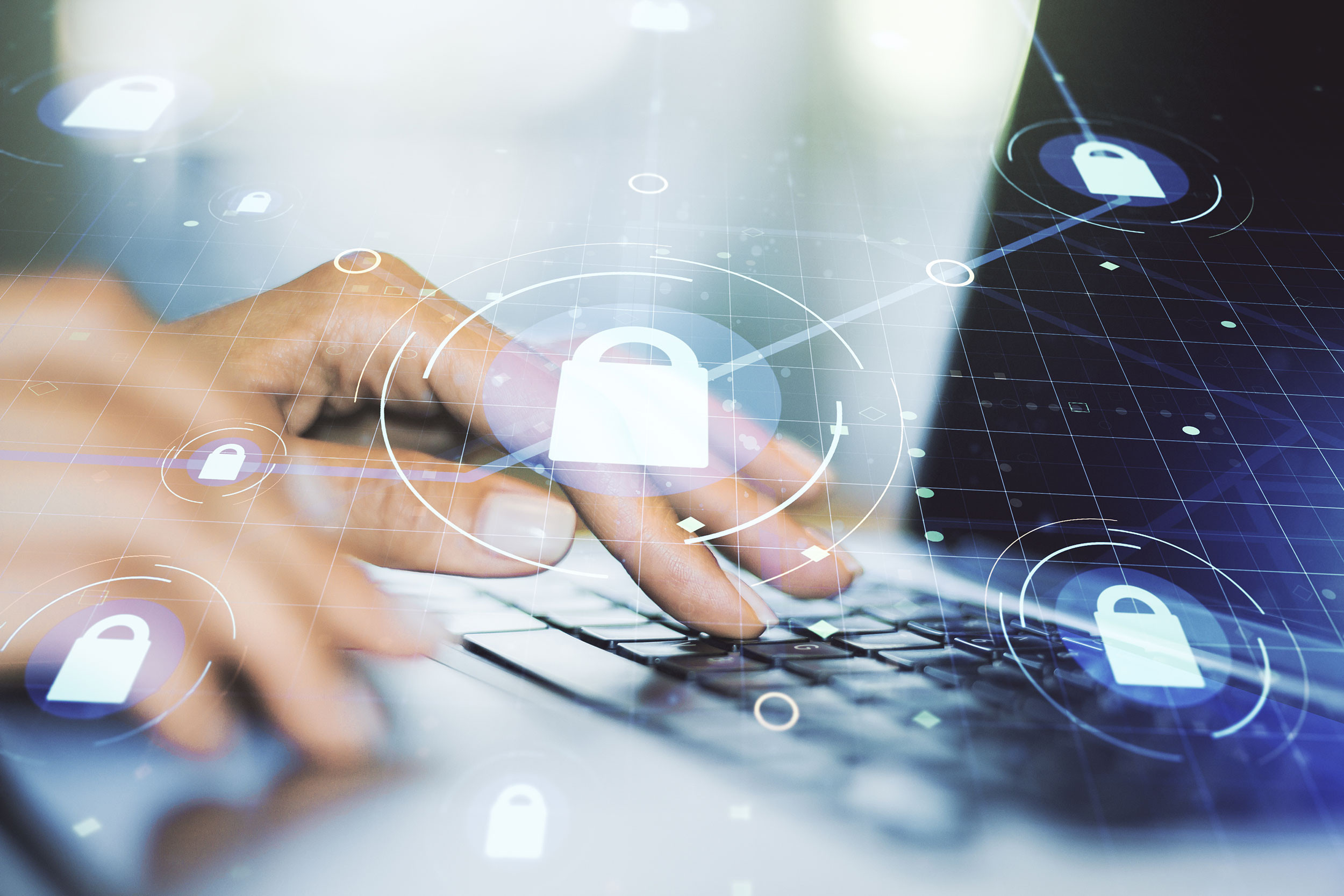 hand typing on computer keyboard with cloud accounting virtual background