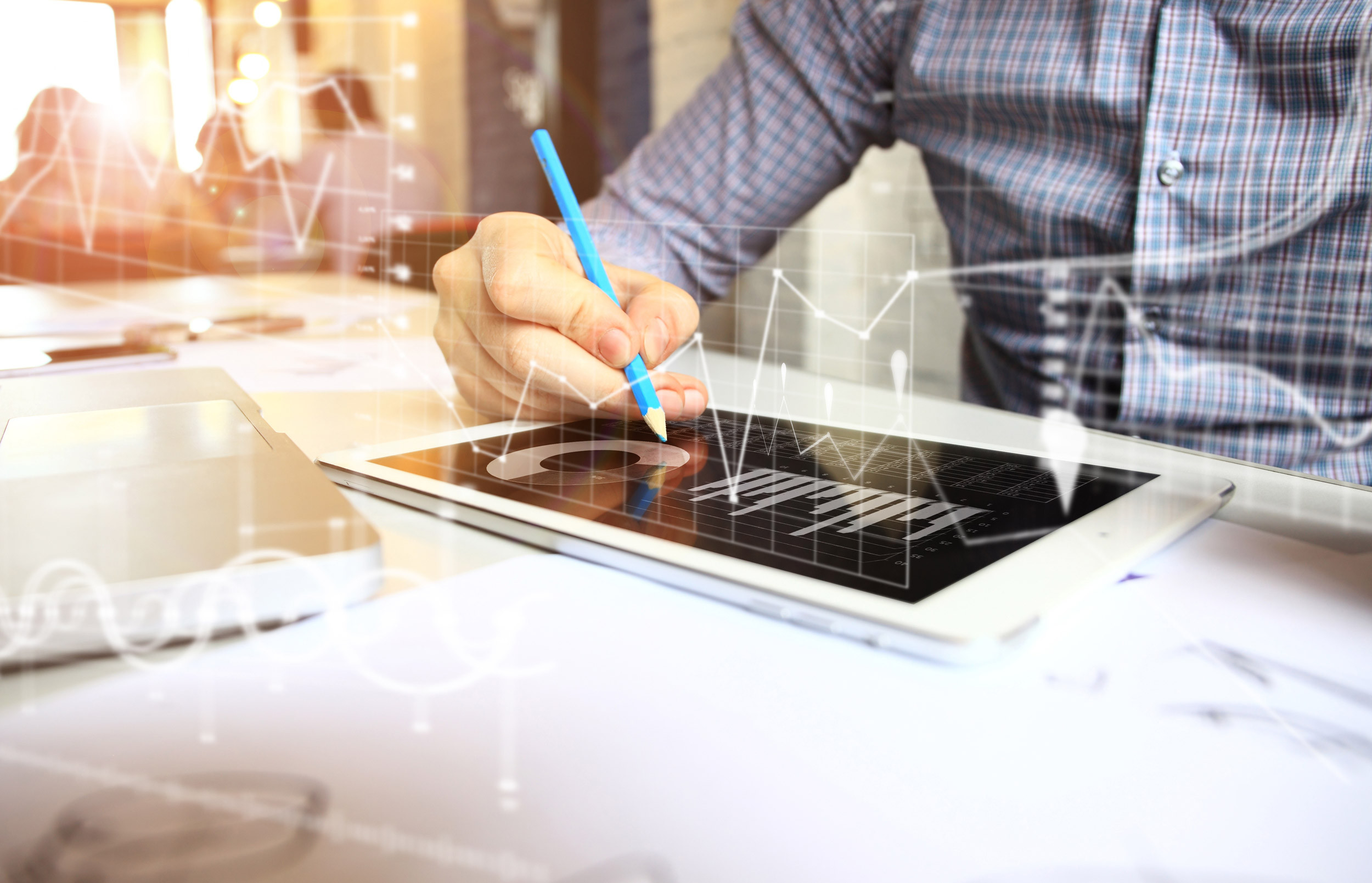 virtual business strategy on tablet