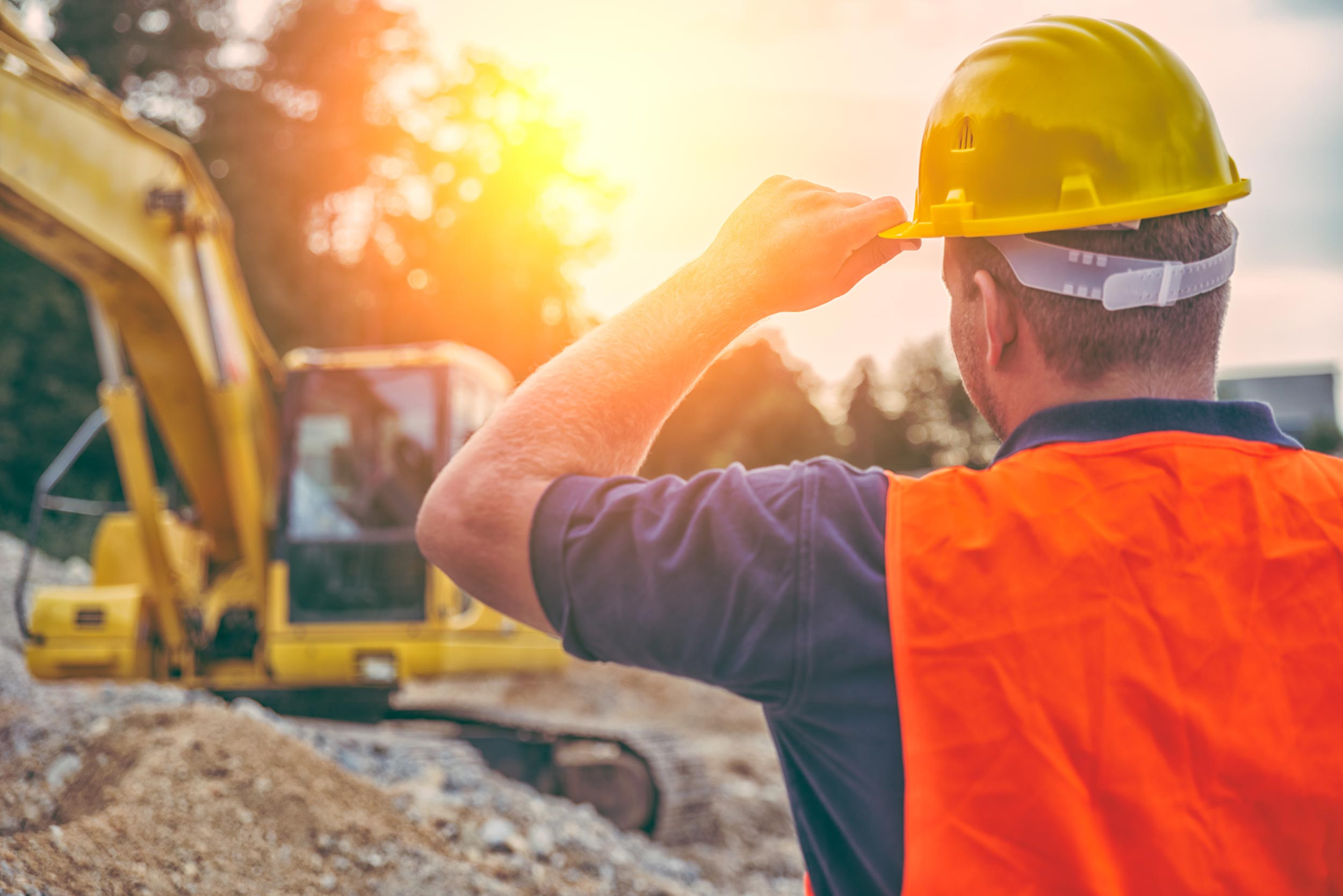construction worker wearing safety helmet