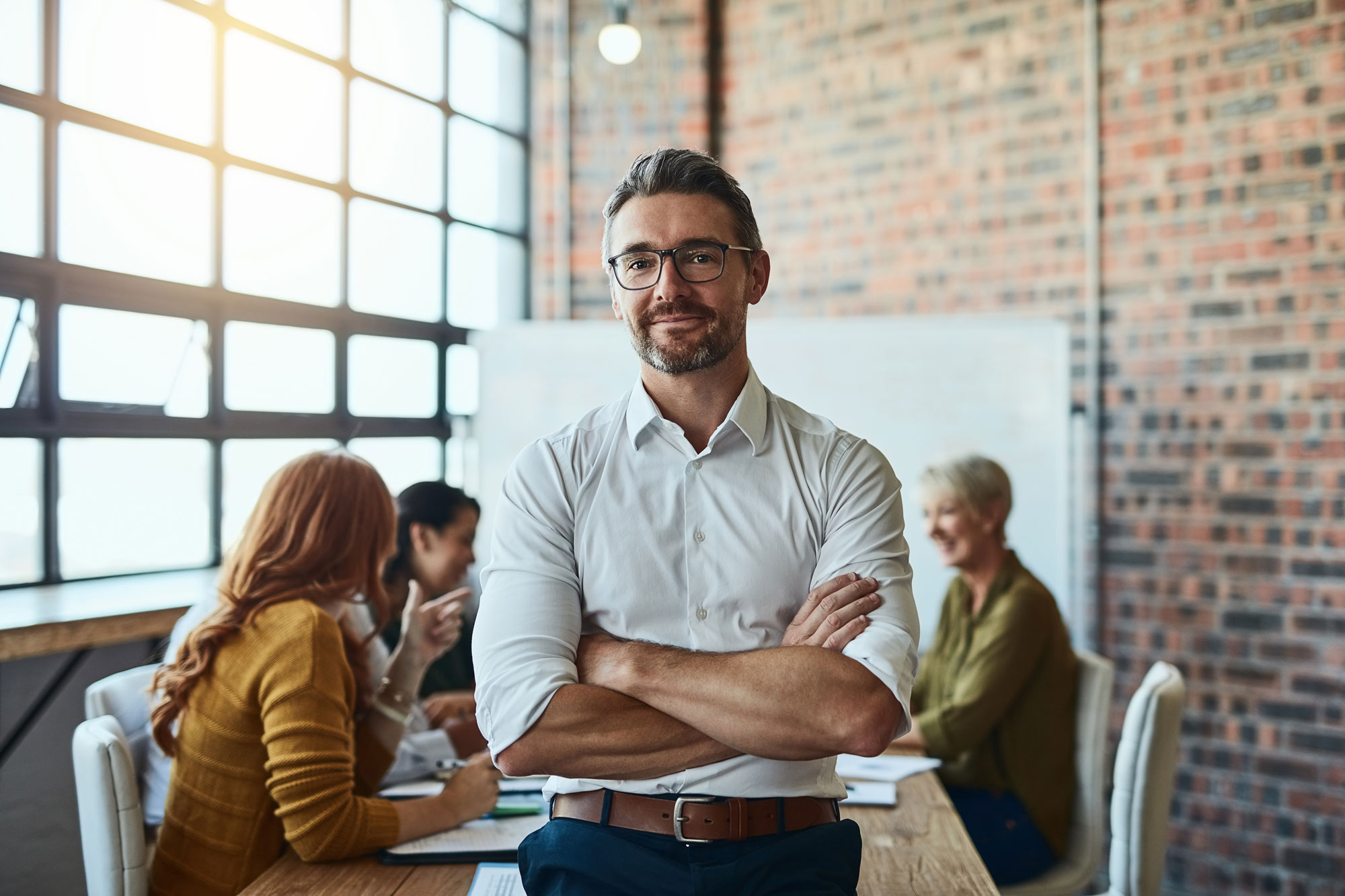 Business owner reviewing financial data