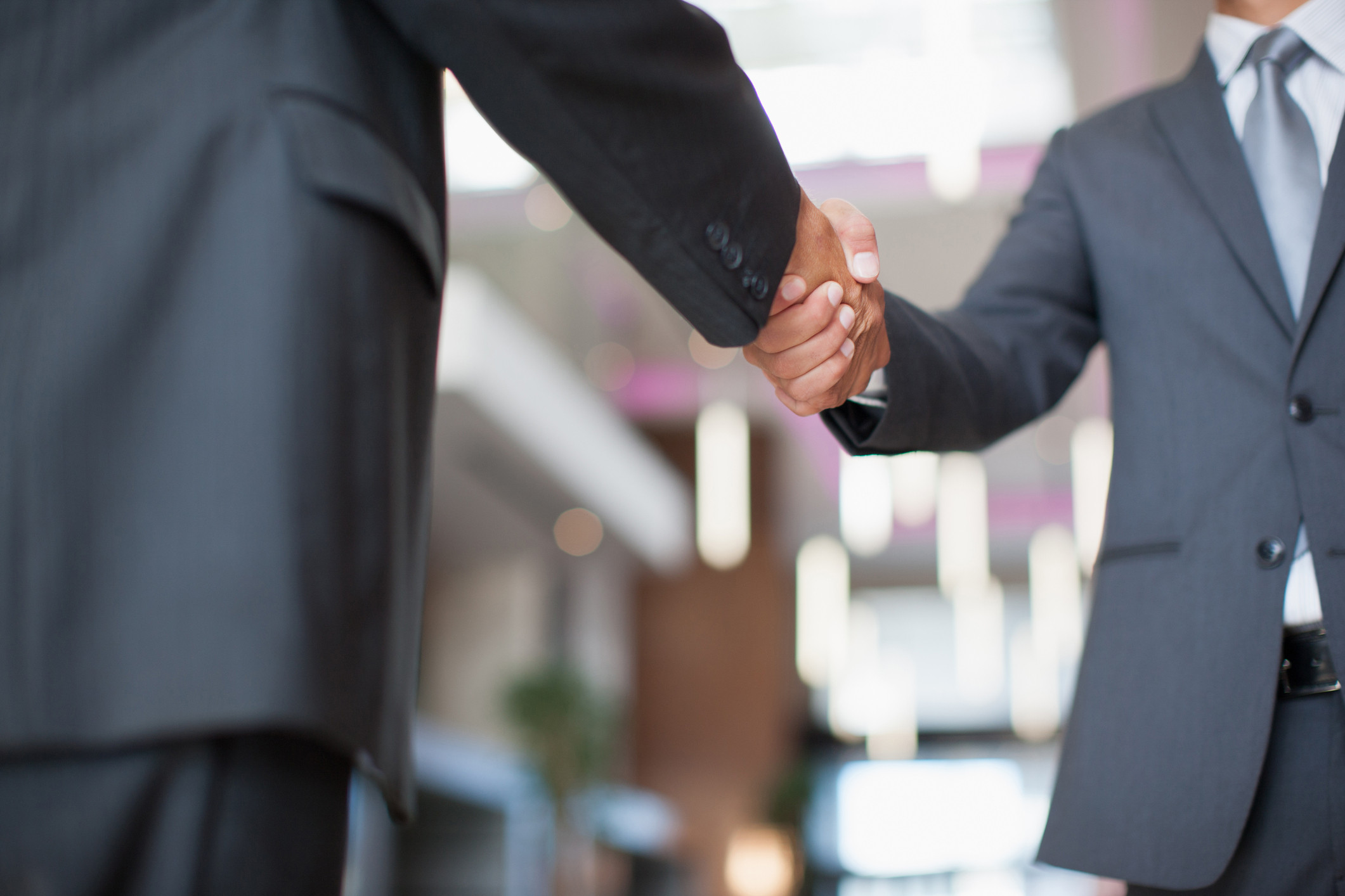 two business persons shaking hands with each other