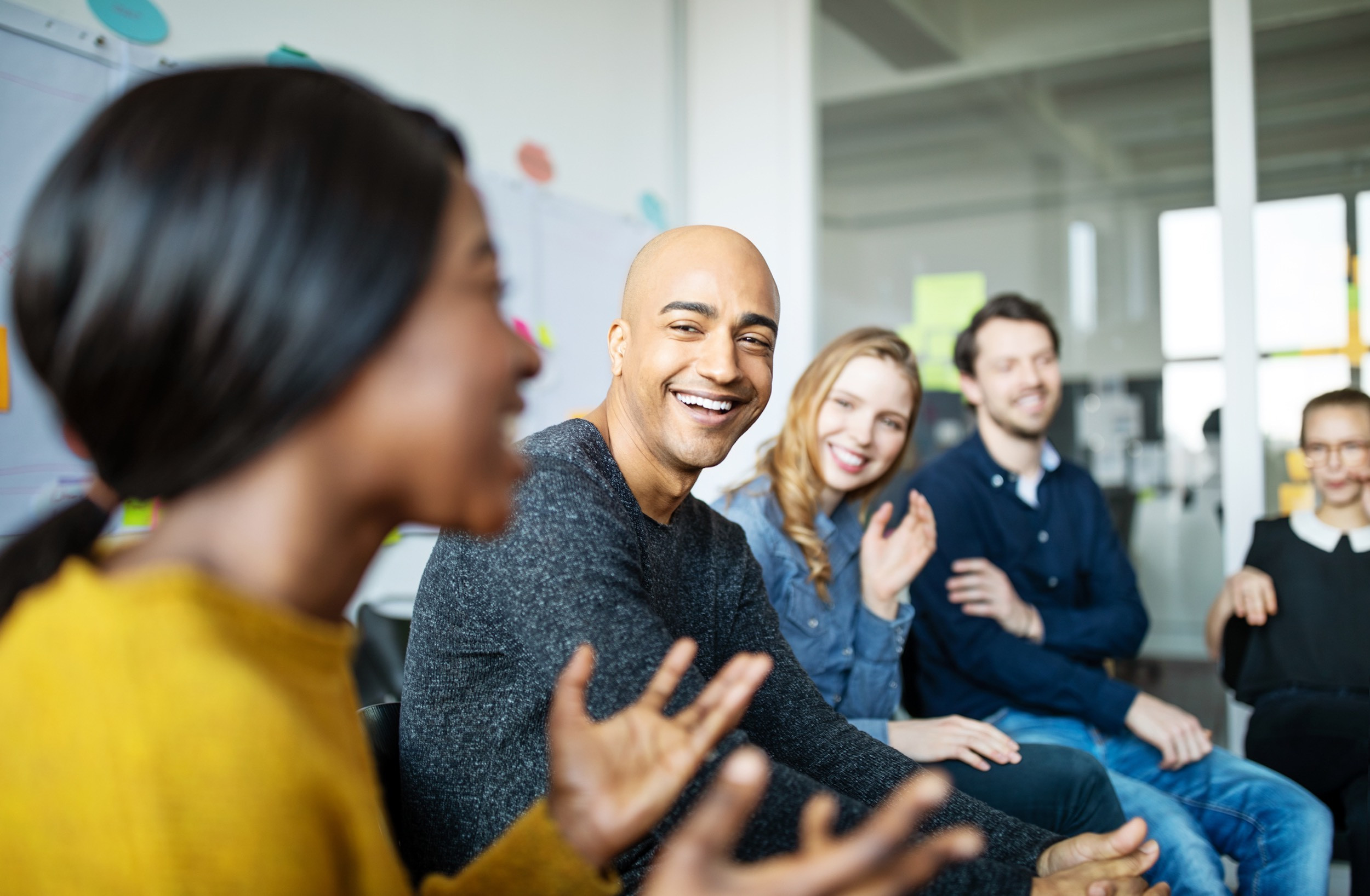 a happy business team meeting
