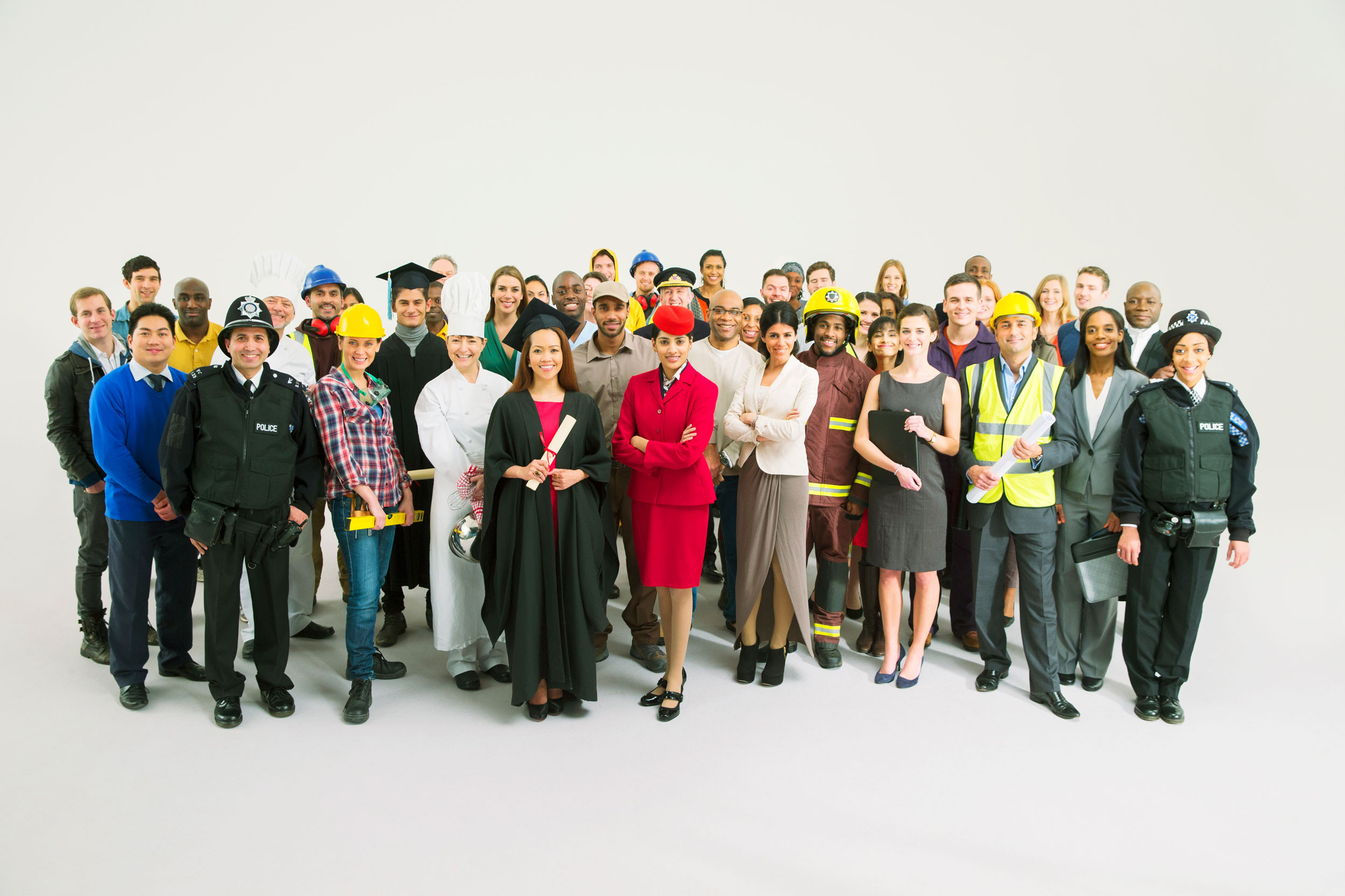 large group of divers people with different occupations