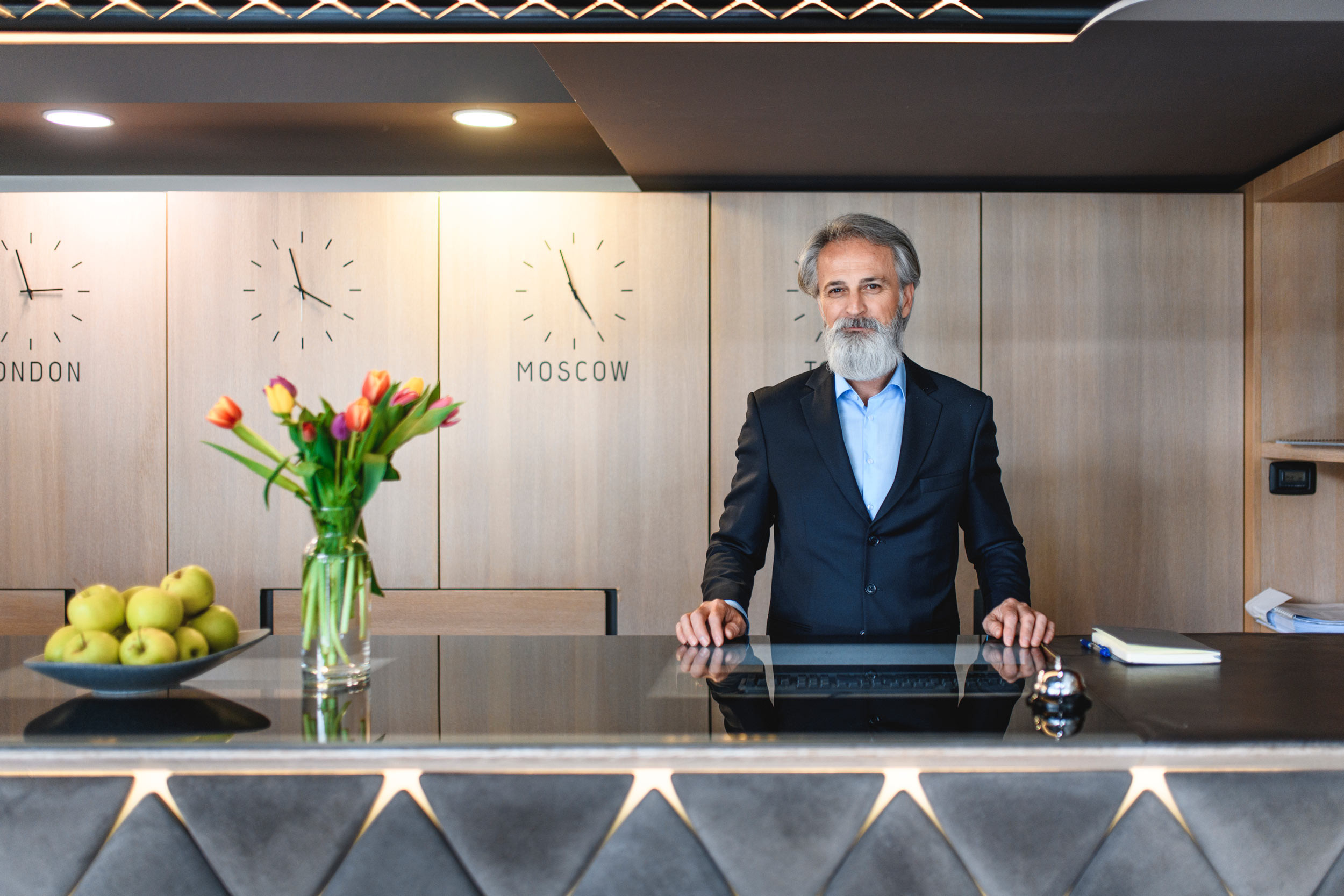person standing in hotel reception