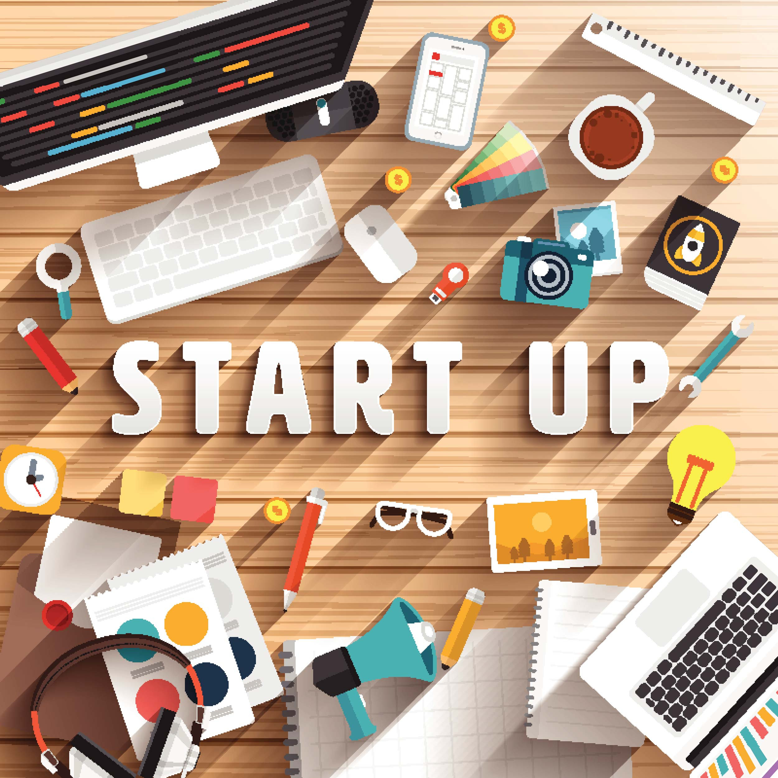 digital marketing with start up ideas on table