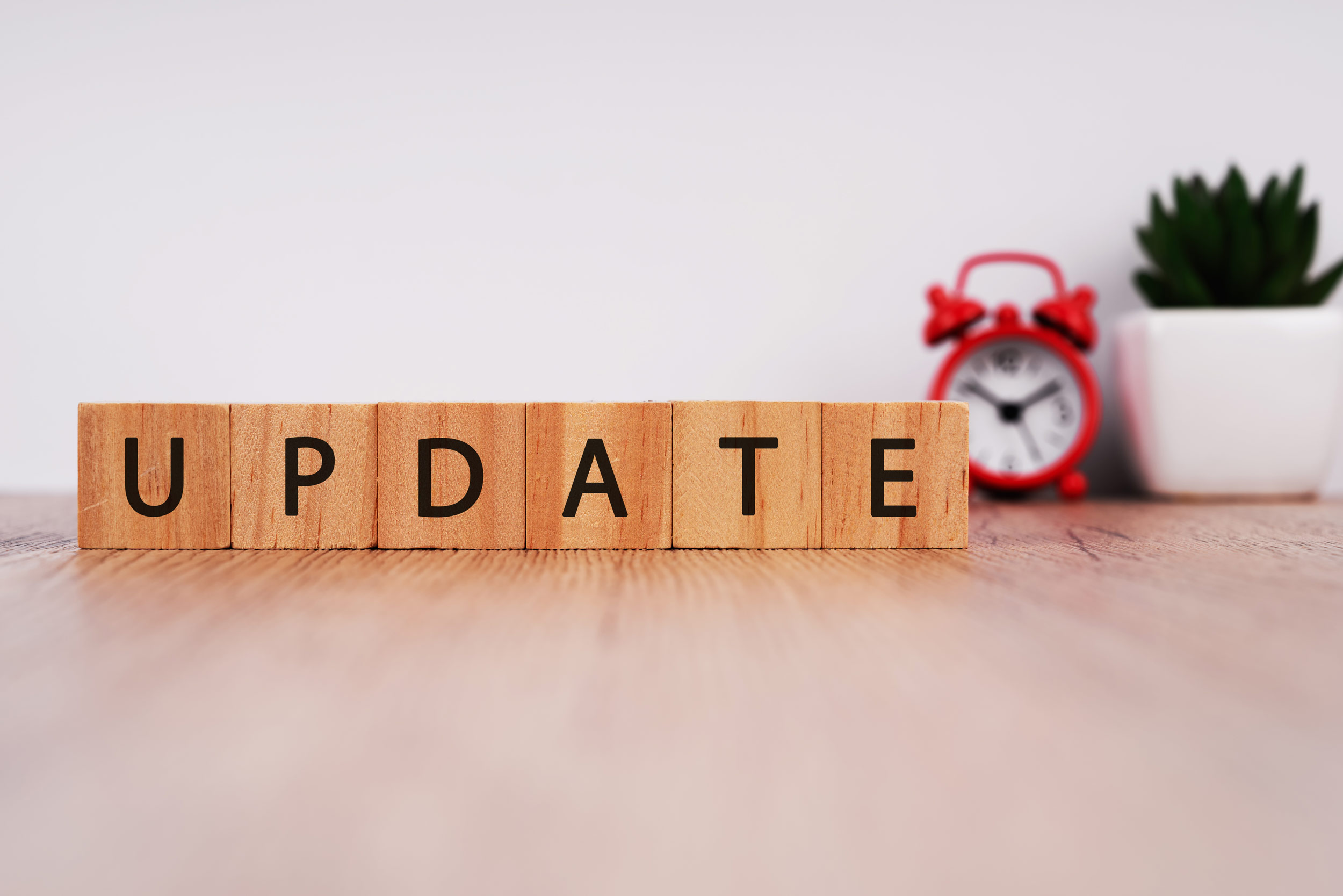 Wooden blocks showing update