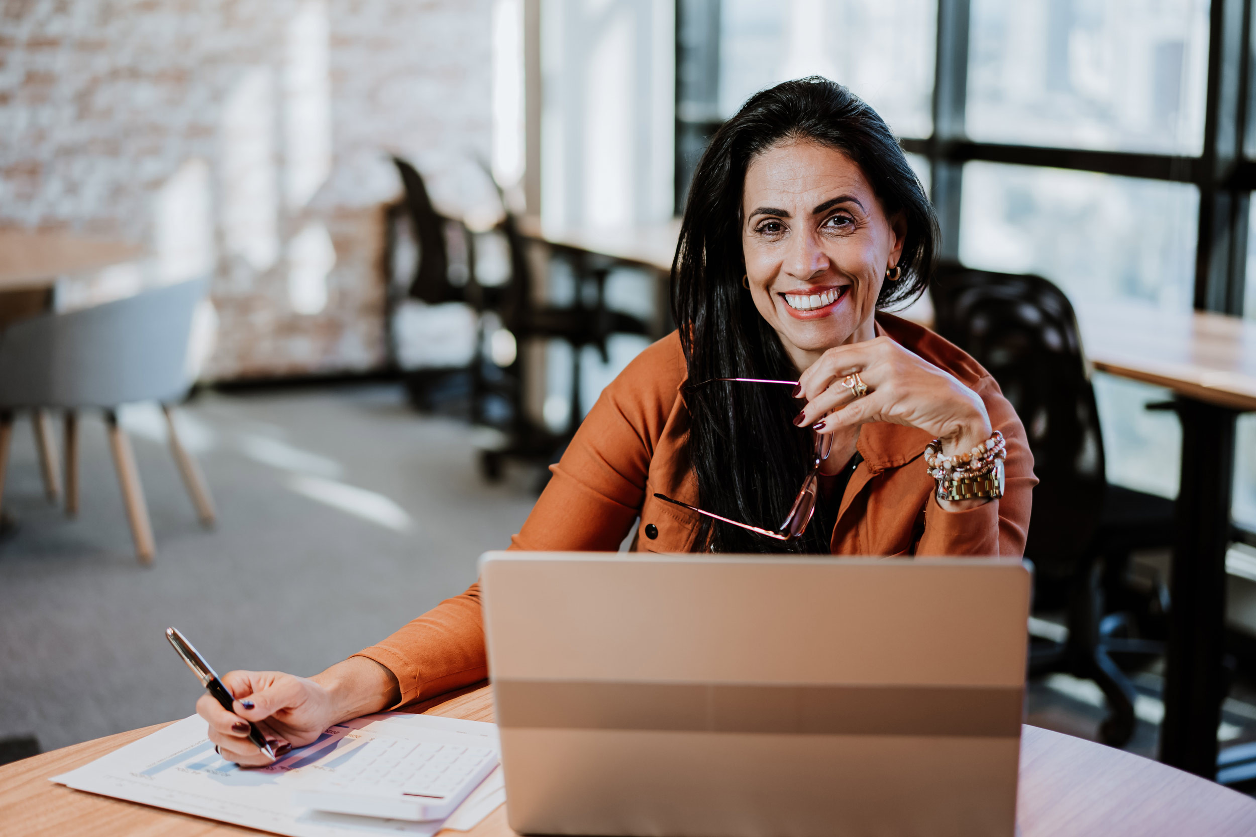 a confident professional working in the office