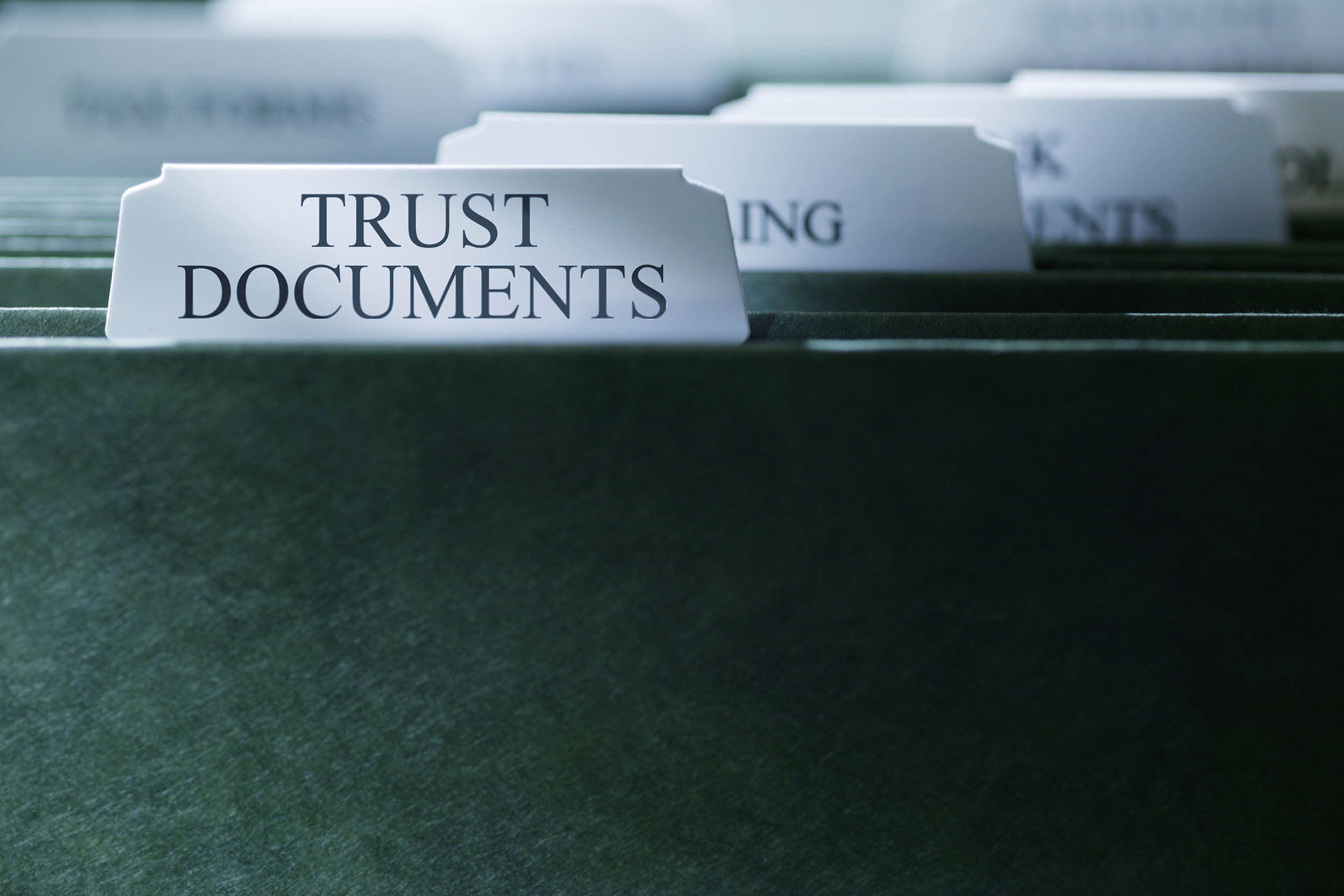trust documents stored in organized folders