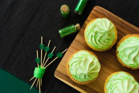 St. Patrick's Day cupcakes and glitter