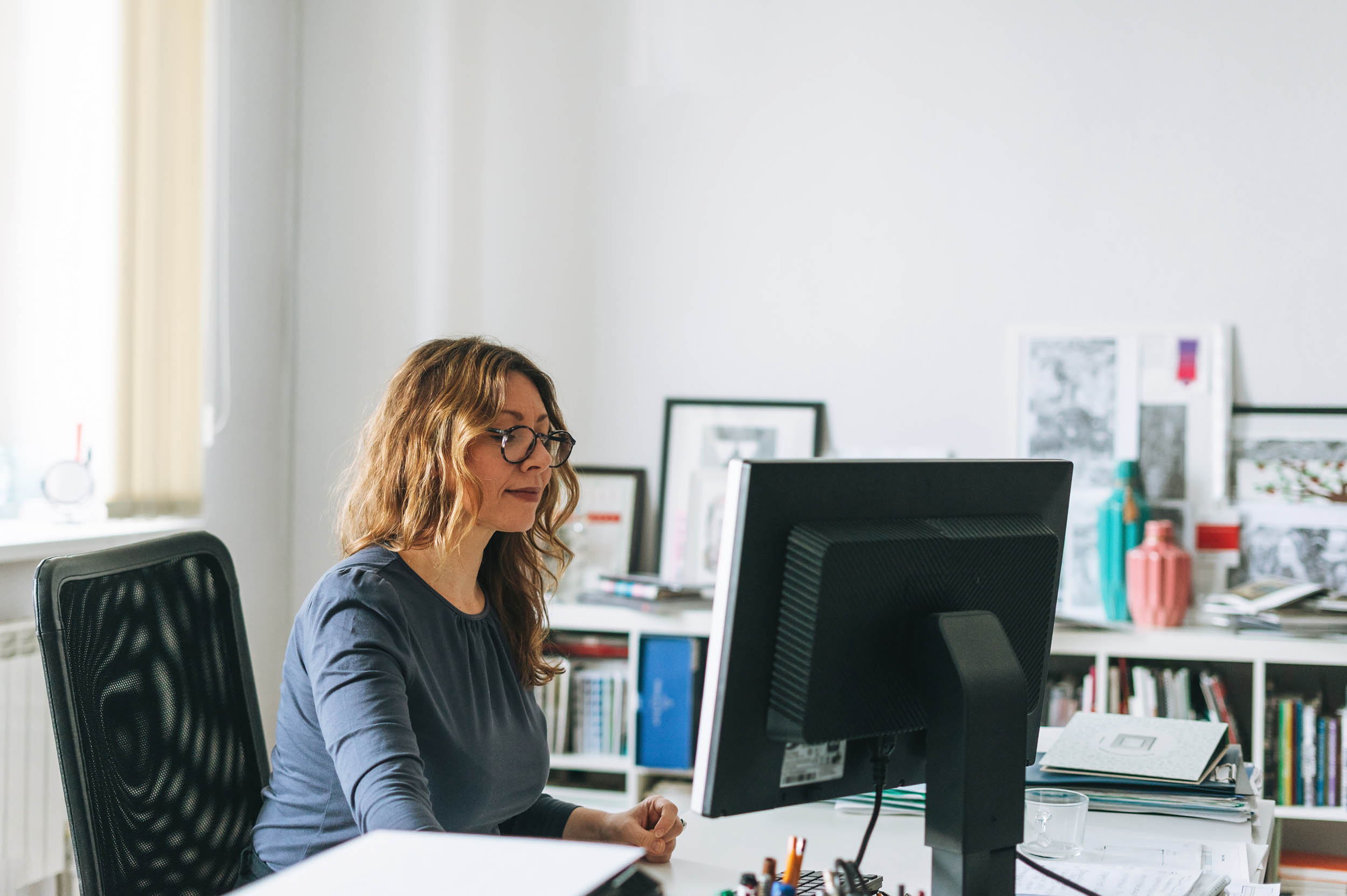Tax professional reviewing documents with a client
