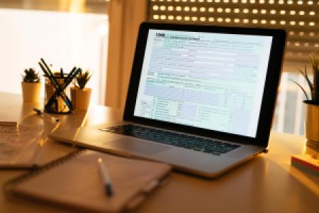 online tax preparation on a computer