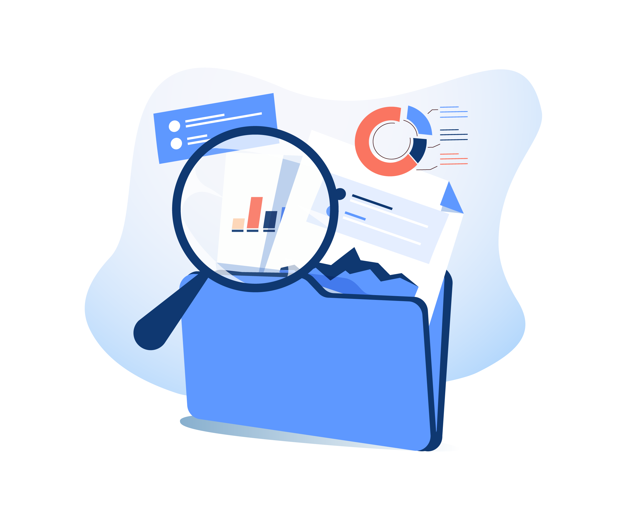 Team discussing financial data around a laptop